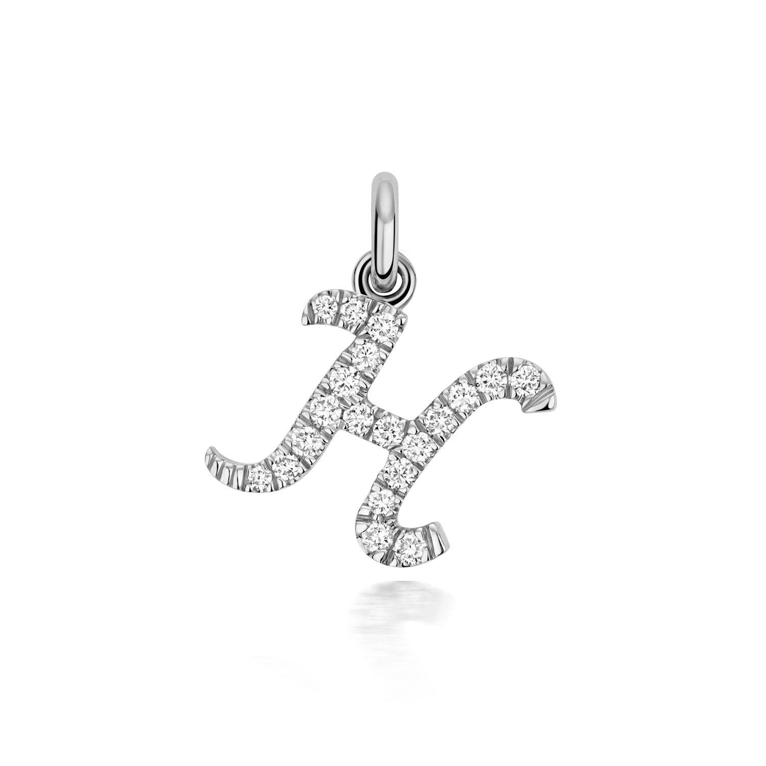 White Gold Signature Script Lab Initial H Necklace