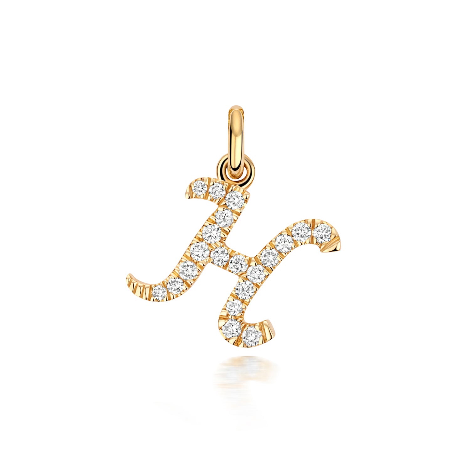 Yellow Gold Signature Script Lab Initial H Necklace