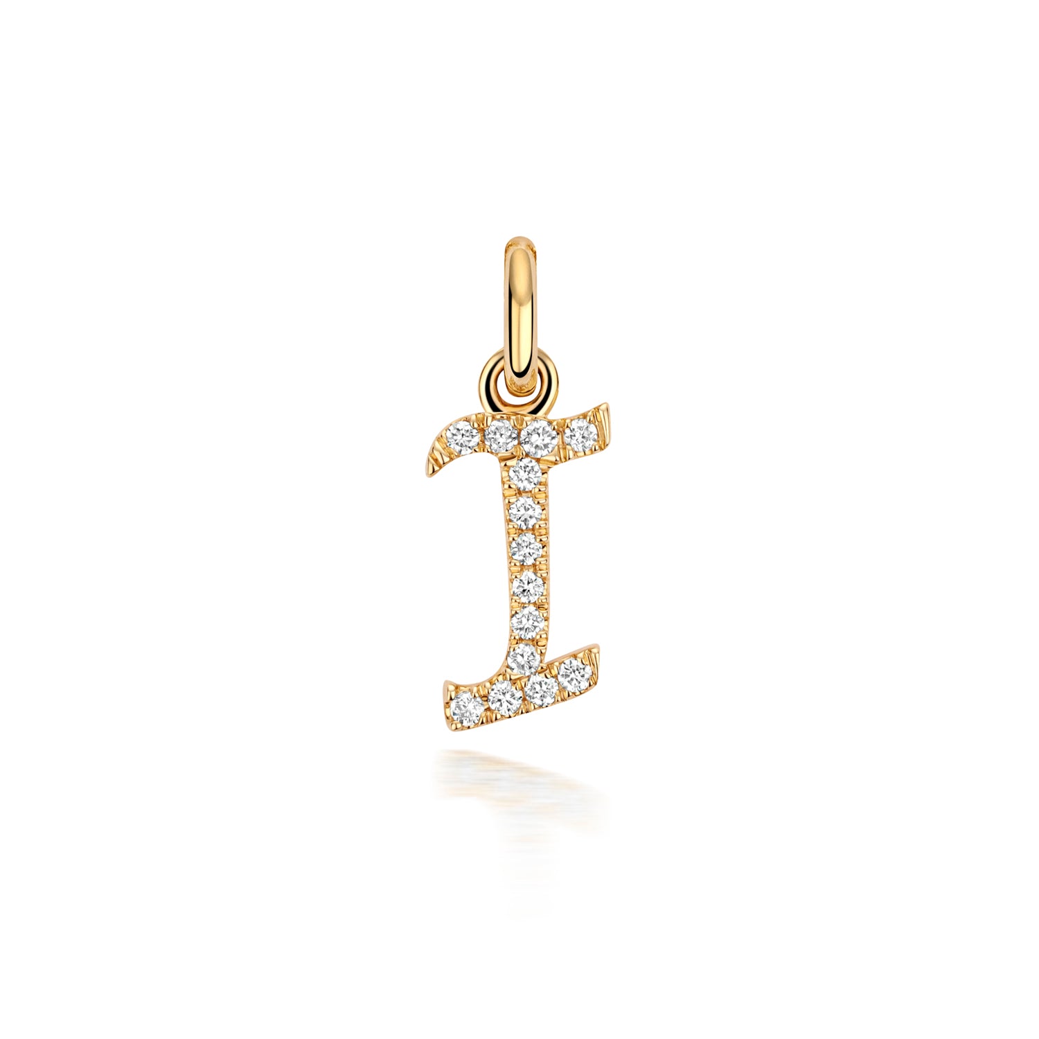 Yellow Gold Signature Script Lab Initial I Necklace