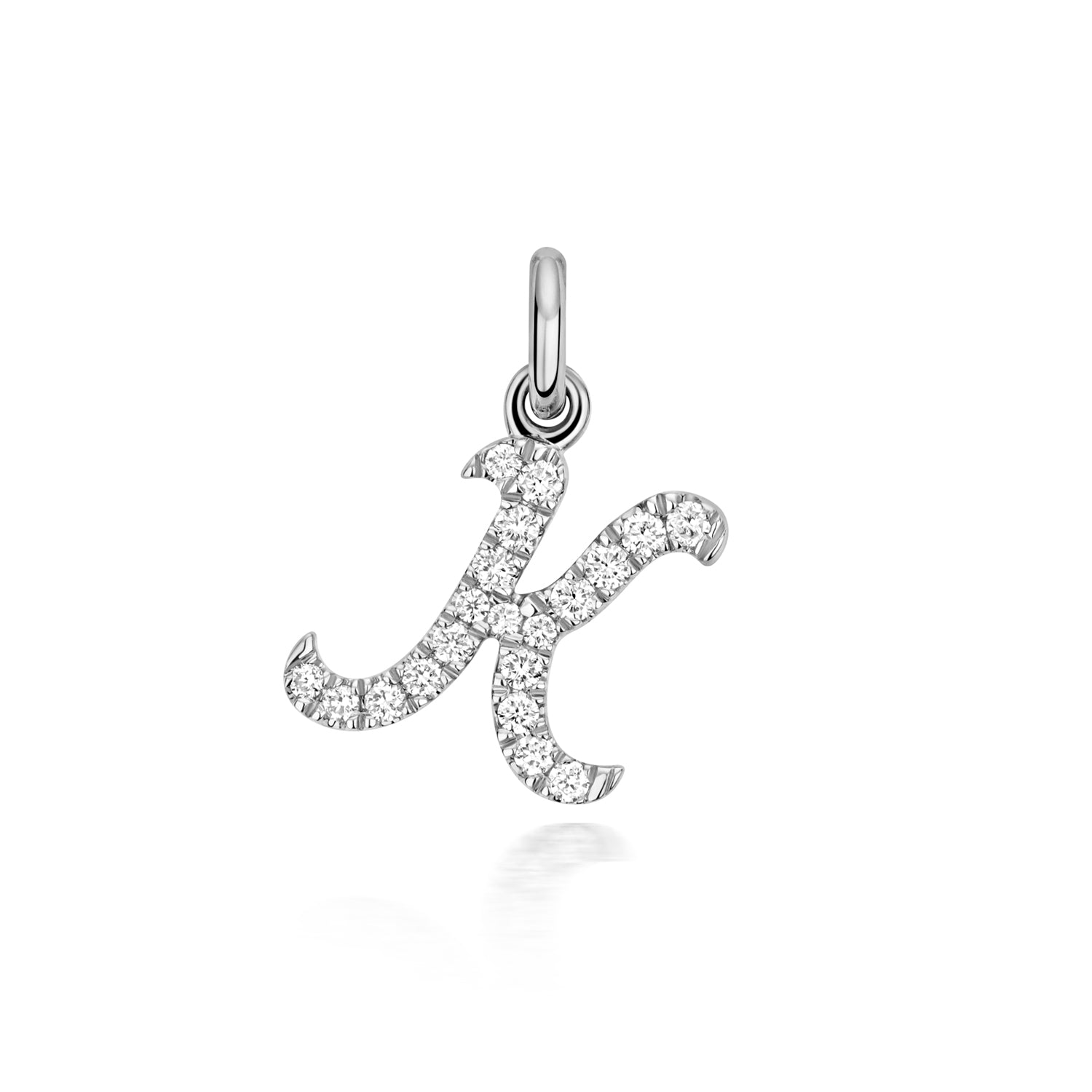 White Gold Signature Script Lab Initial K Necklace