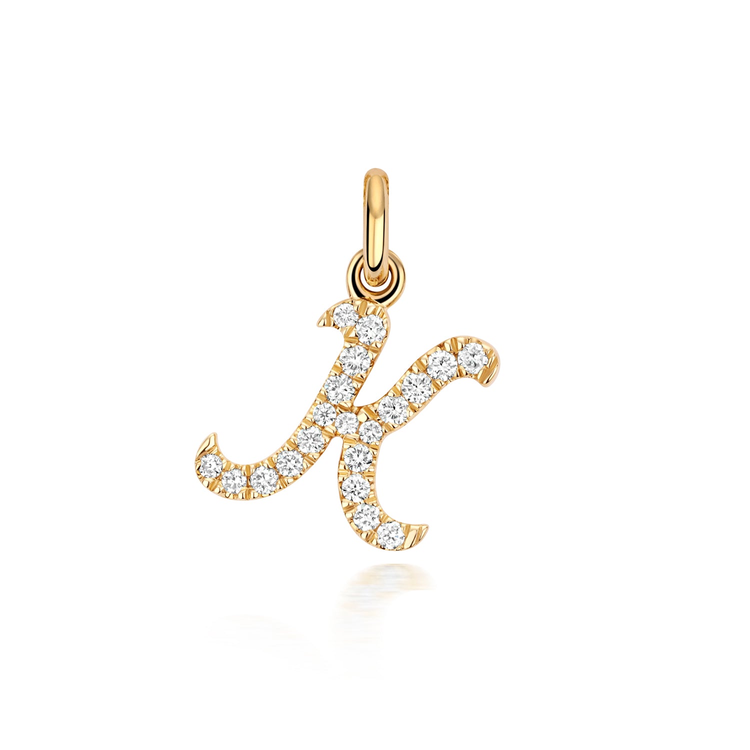 Yellow Gold Signature Script Lab Initial K Necklace