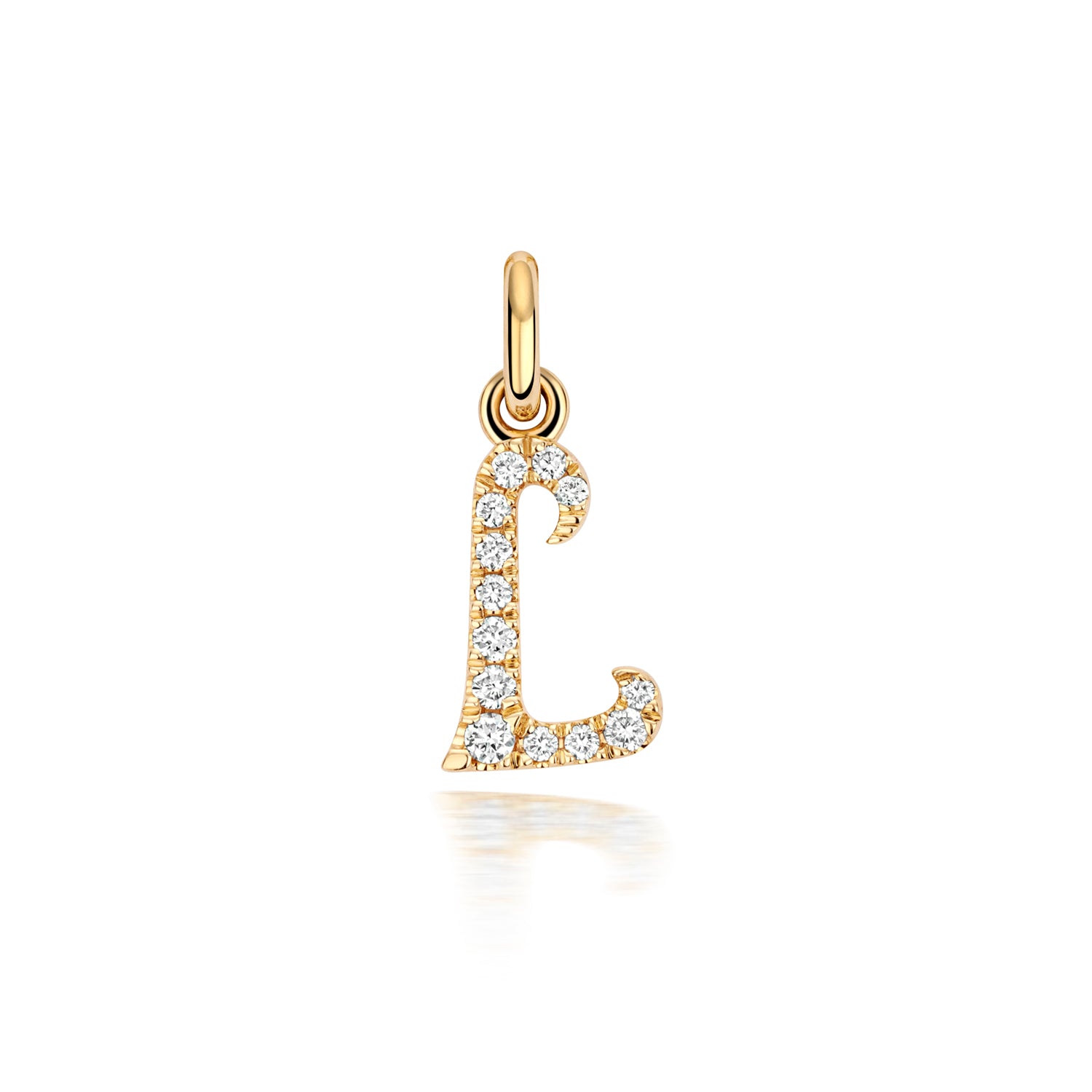 Yellow Gold Signature Script Lab Initial L Necklace