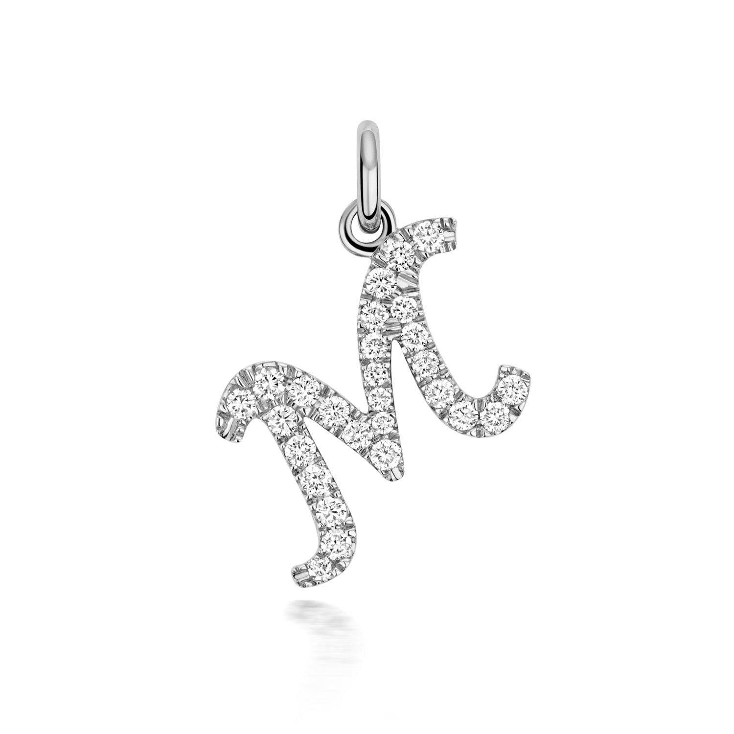 White Gold Signature Script Lab Initial M Necklace