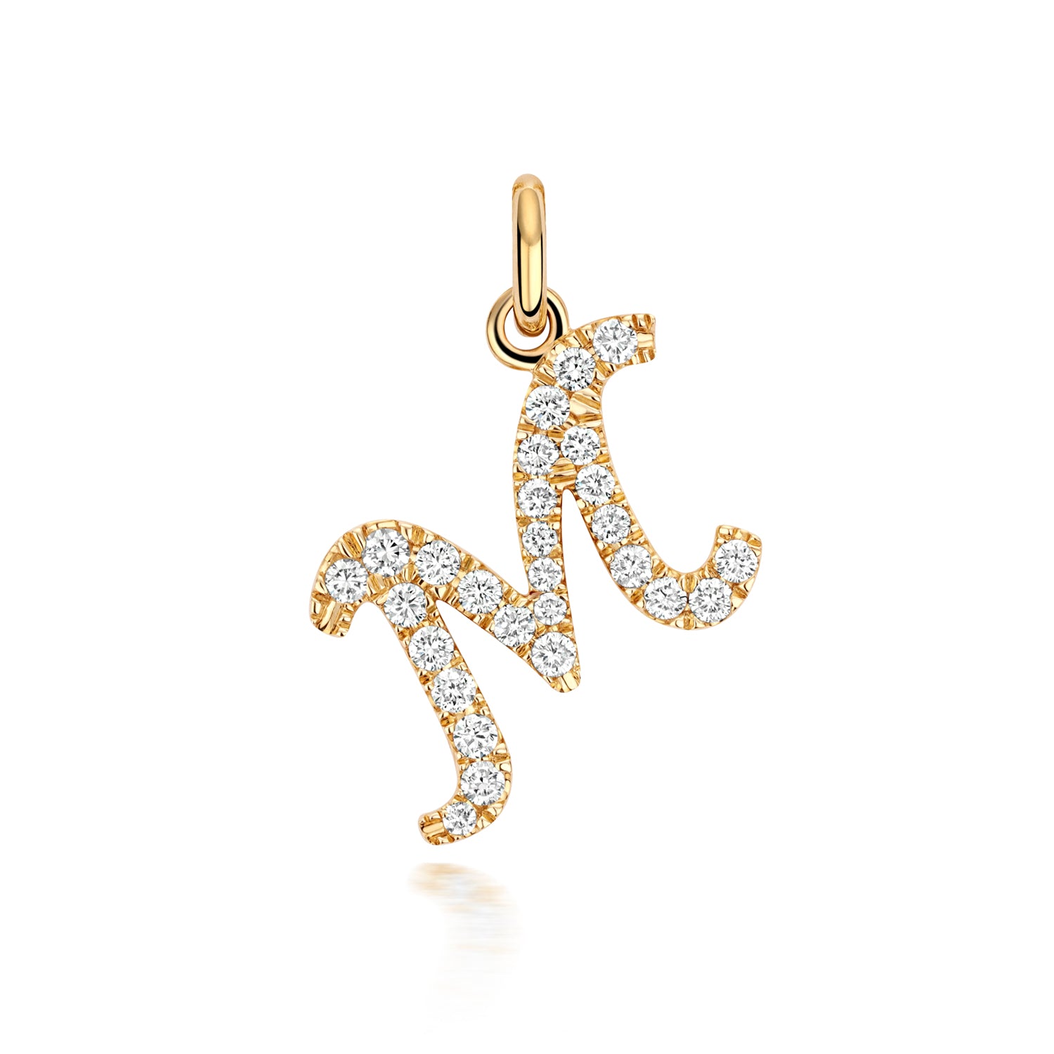 Yellow Gold Signature Script Lab Initial M Necklace