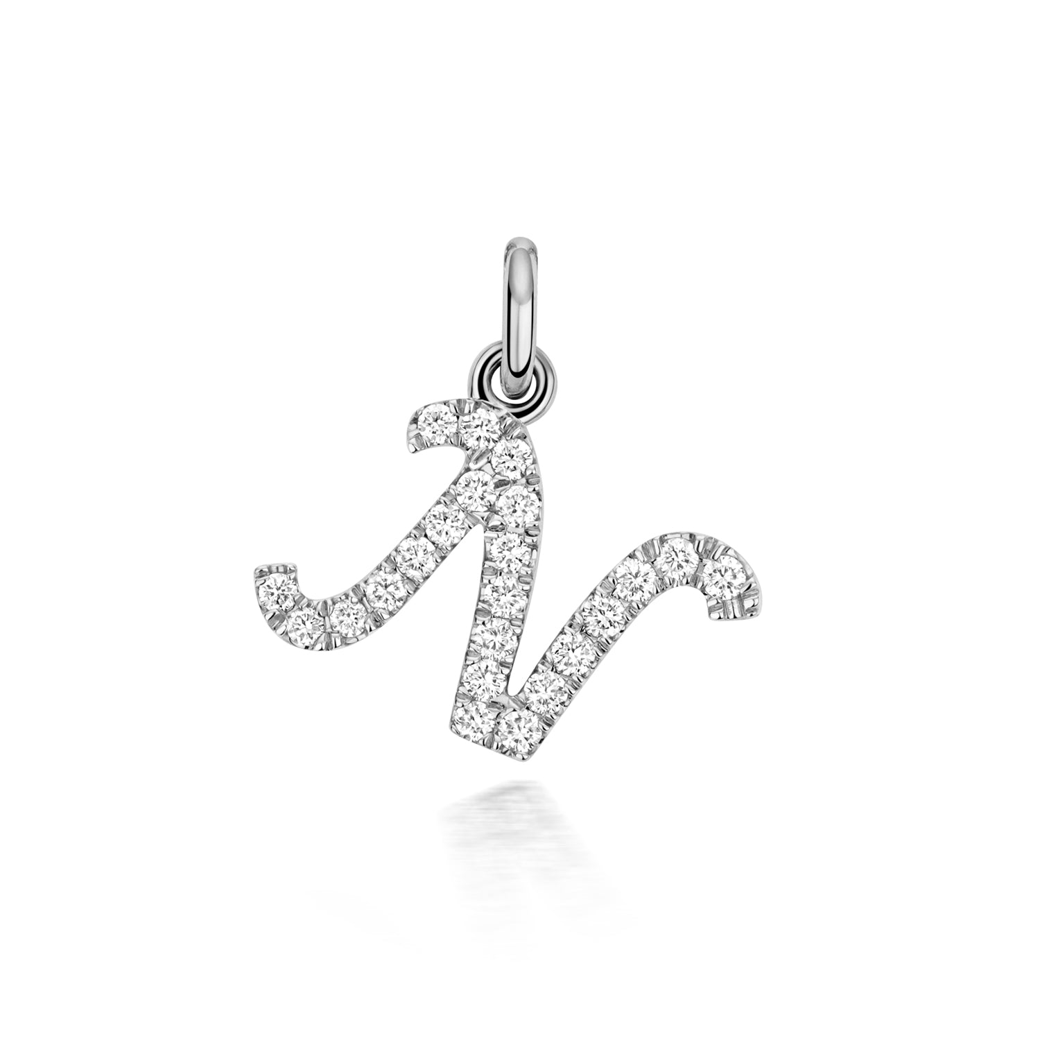 White Gold Signature Script Lab Initial N Necklace