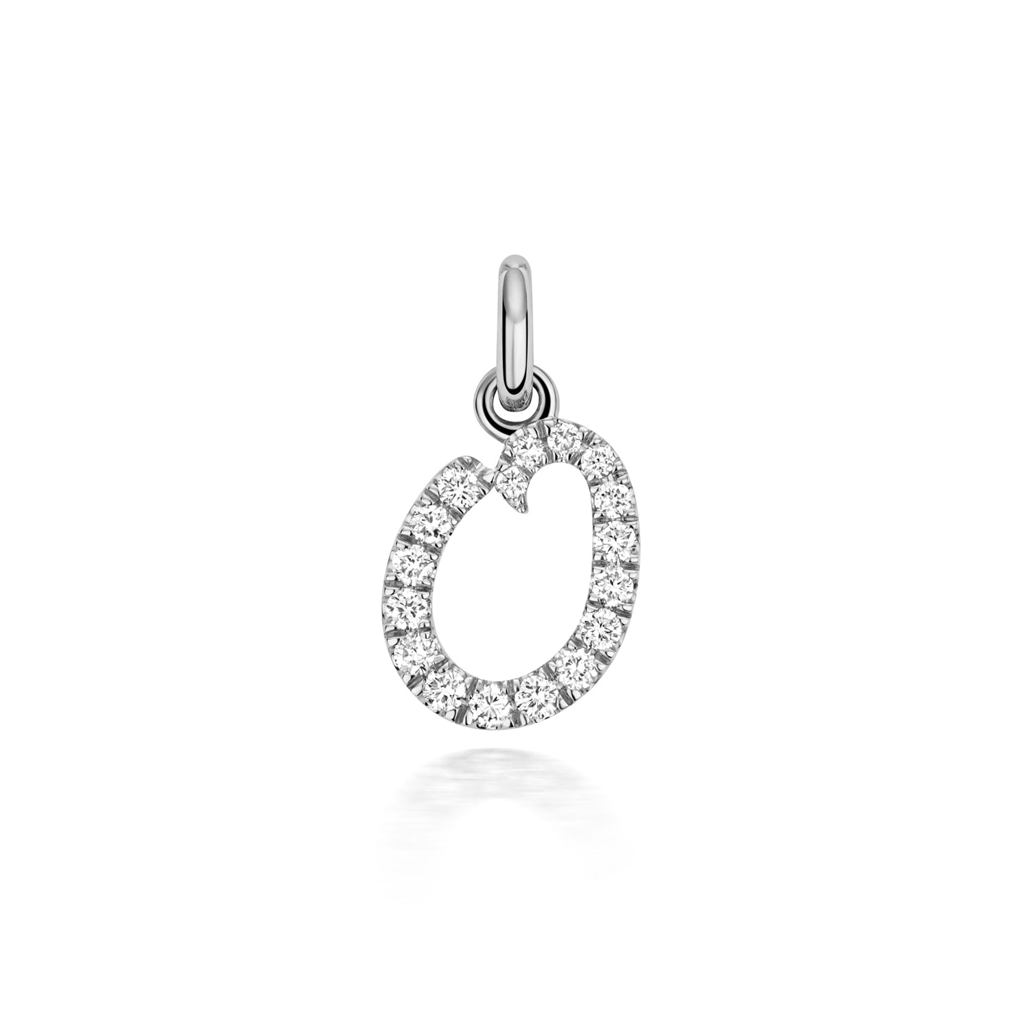 White Gold Signature Script Lab Initial O Necklace