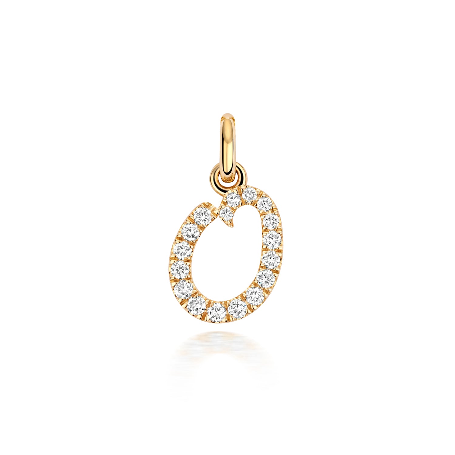 Yellow Gold Signature Script Lab Initial O Necklace