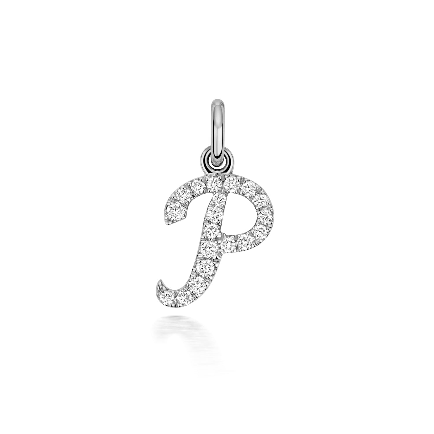 White Gold Signature Script Lab Initial P Necklace