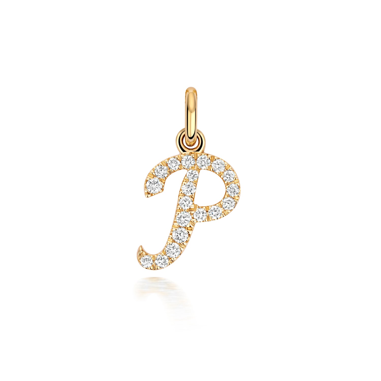 Yellow Gold Signature Script Lab Initial P Necklace