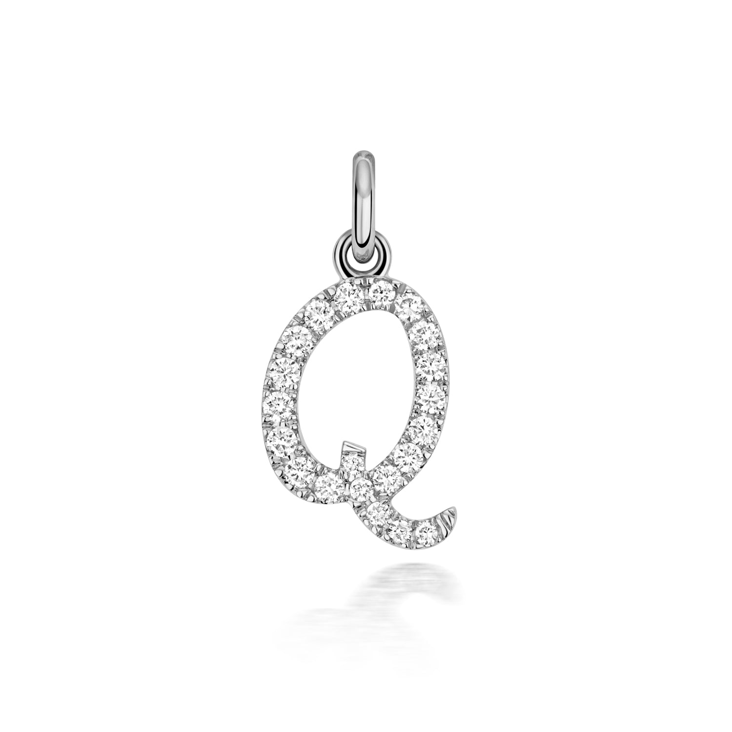 White Gold Signature Script Lab Initial Q Necklace