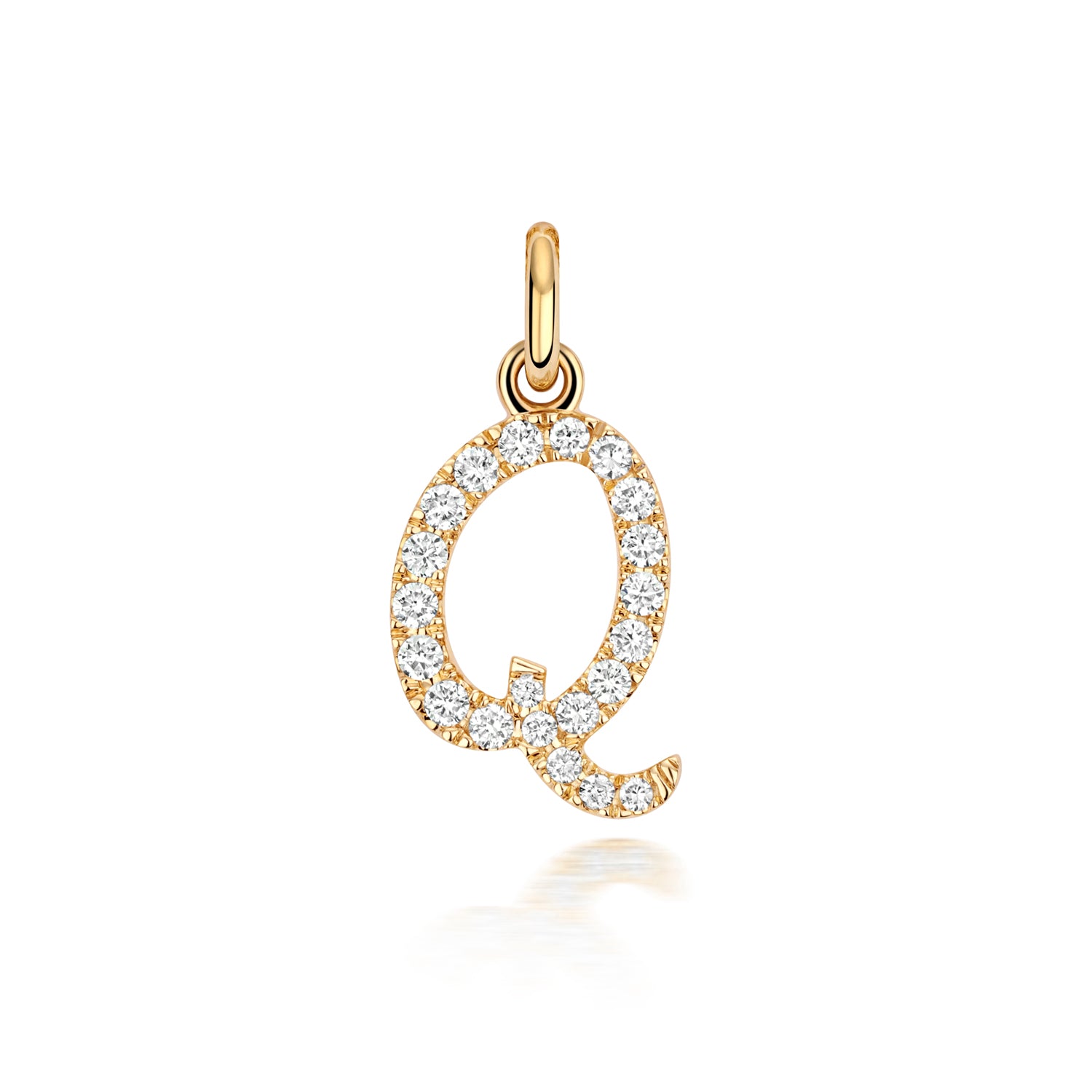 Yellow Gold Signature Script Lab Initial Q Necklace