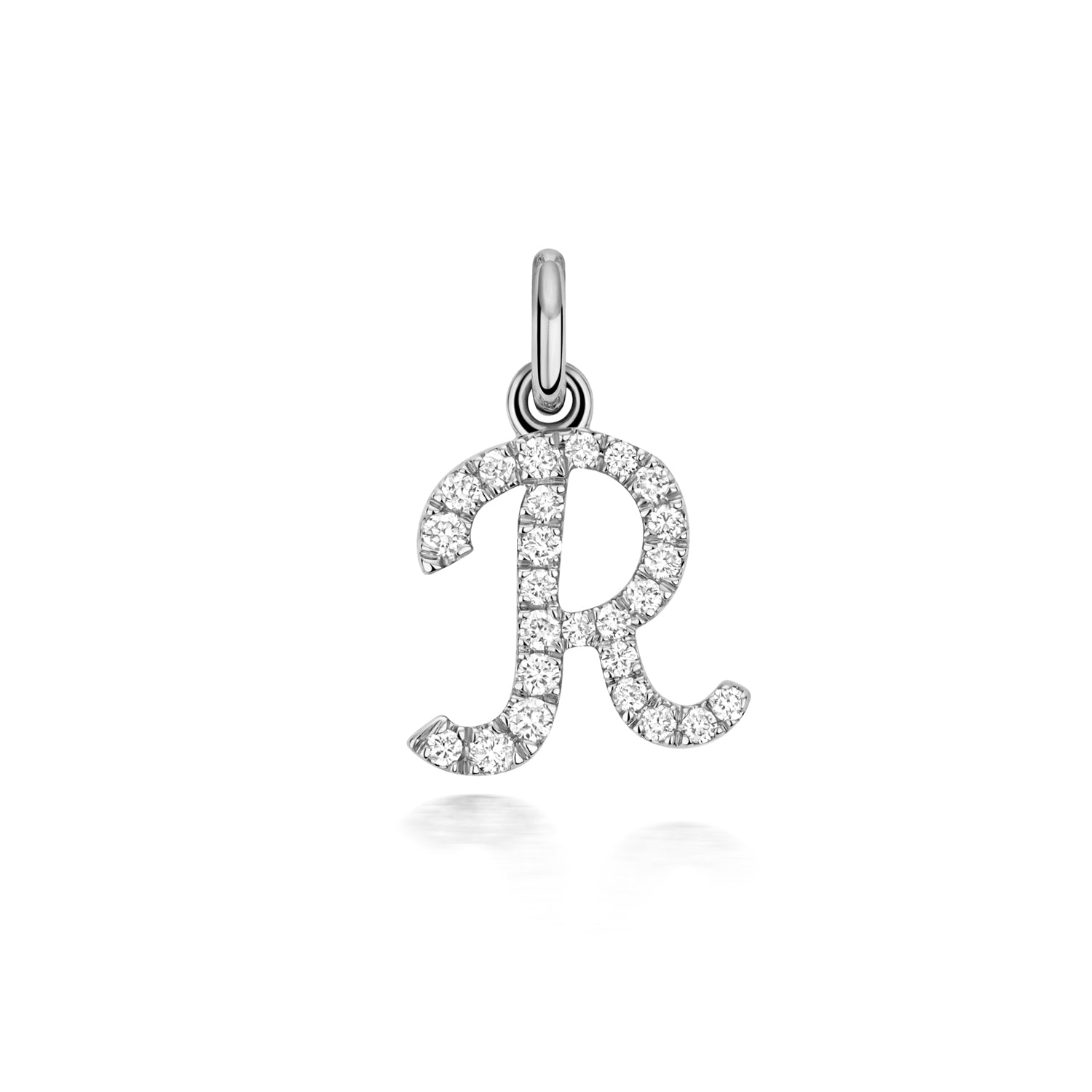 White Gold Signature Script Lab Initial R Necklace