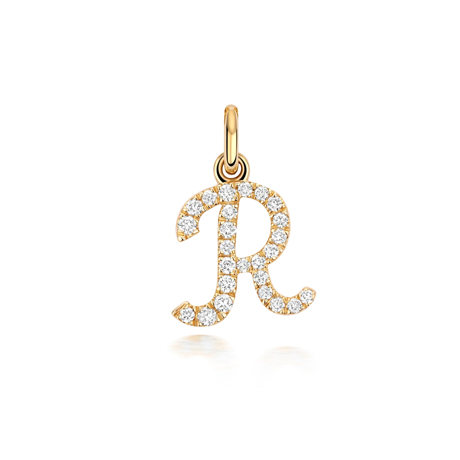 Yellow Gold Signature Script Lab Initial R Necklace