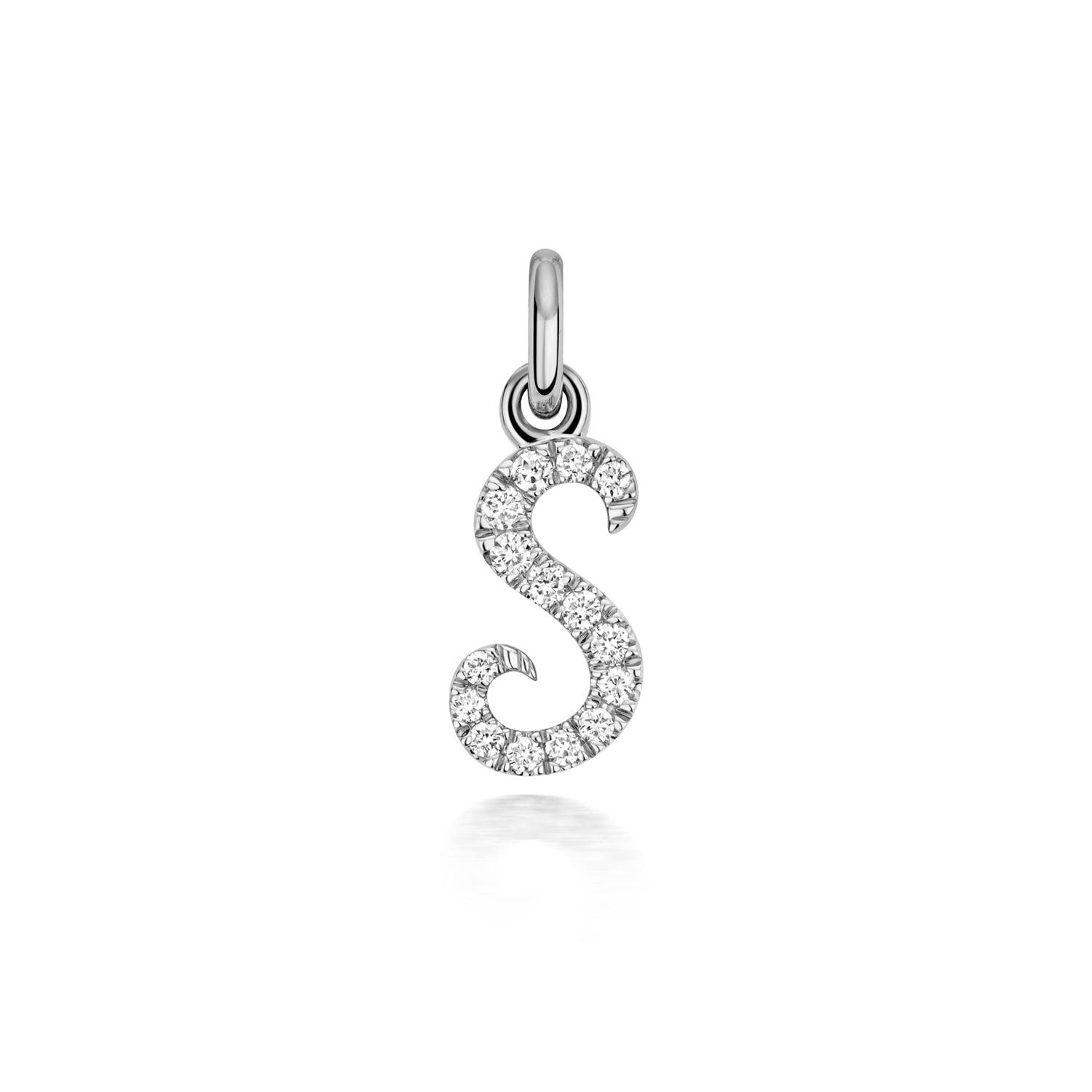 White Gold Signature Script Lab Initial S Necklace