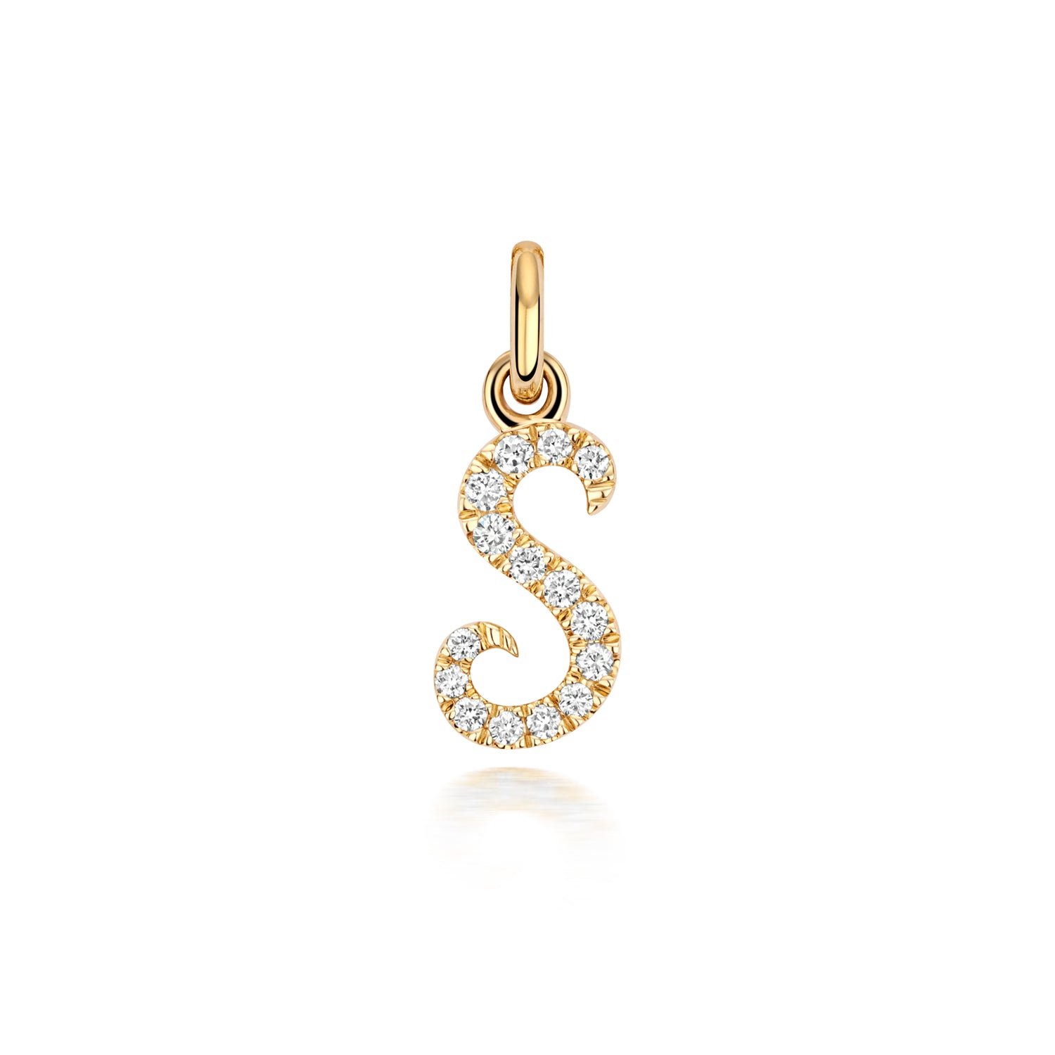 Yellow Gold Signature Script Lab Initial S Necklace