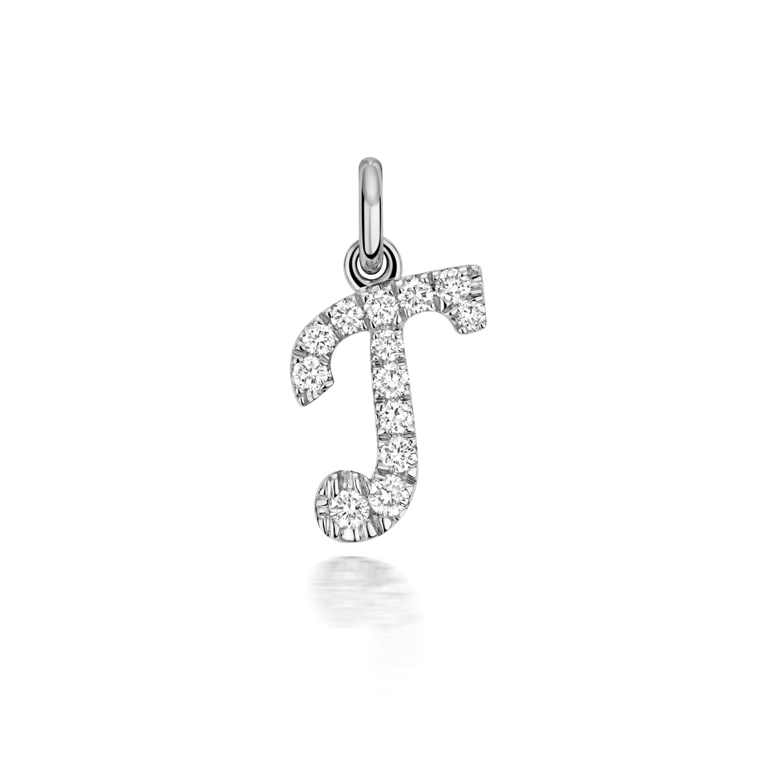 White Gold Signature Script Lab Initial T Necklace
