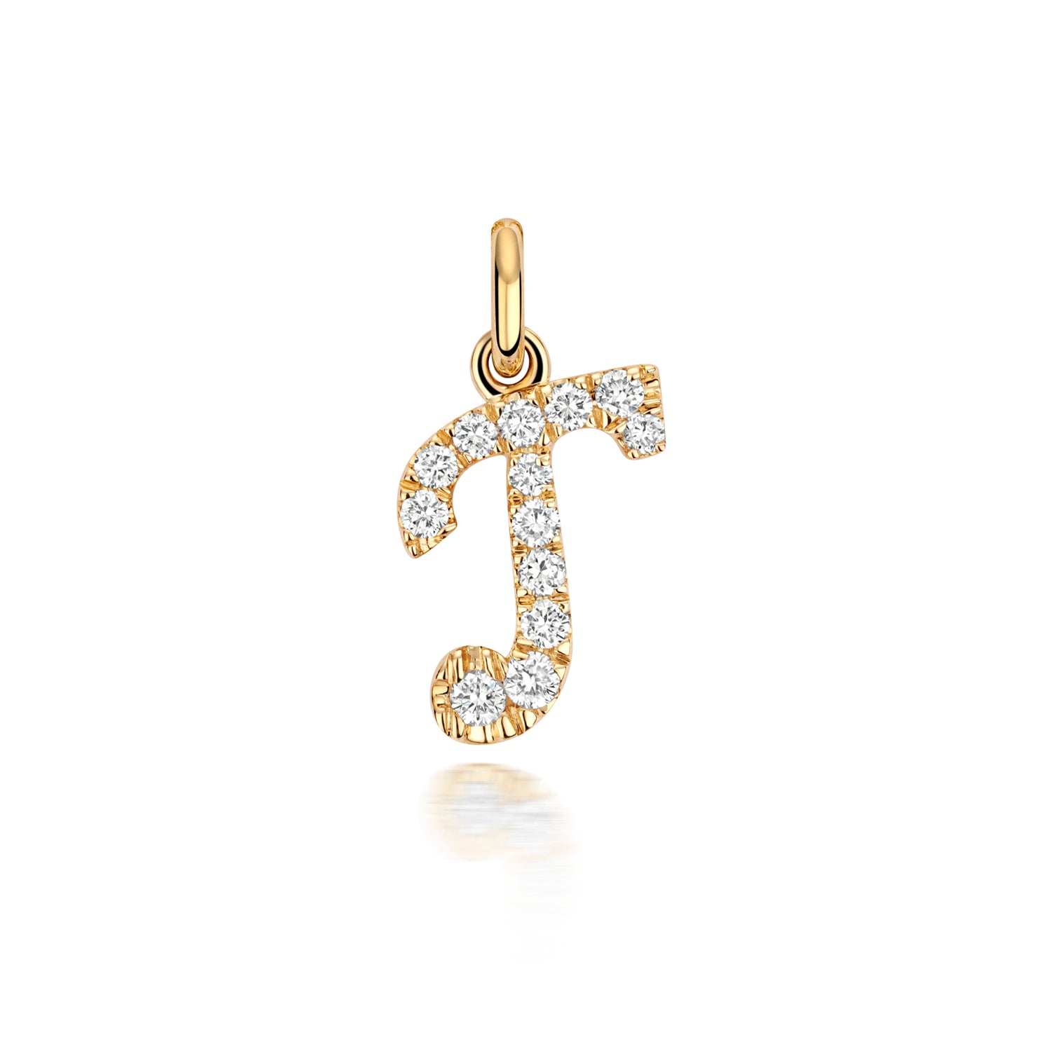 Yellow Gold Signature Script Lab Initial T Necklace