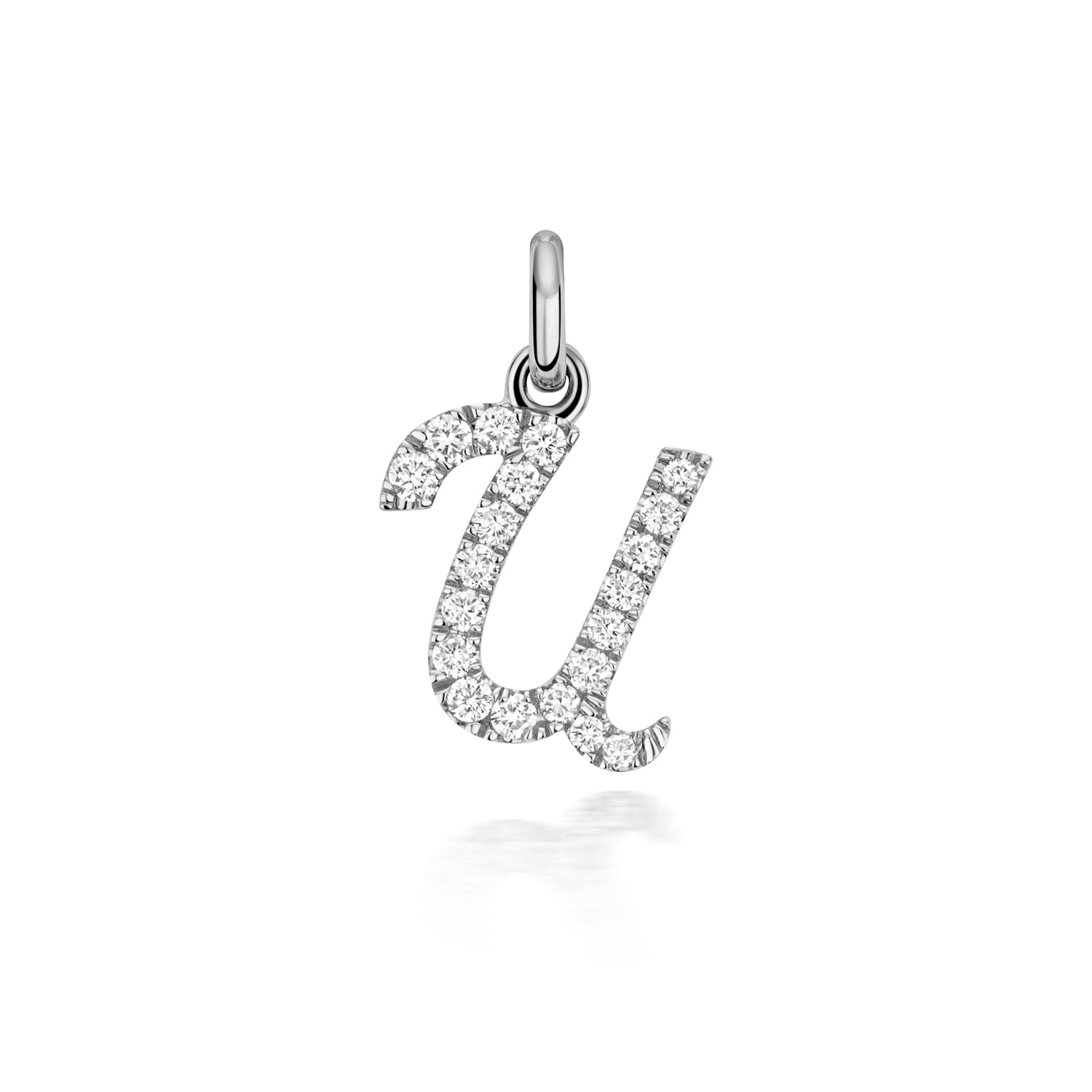 White Gold Signature Script Lab Initial U Necklace
