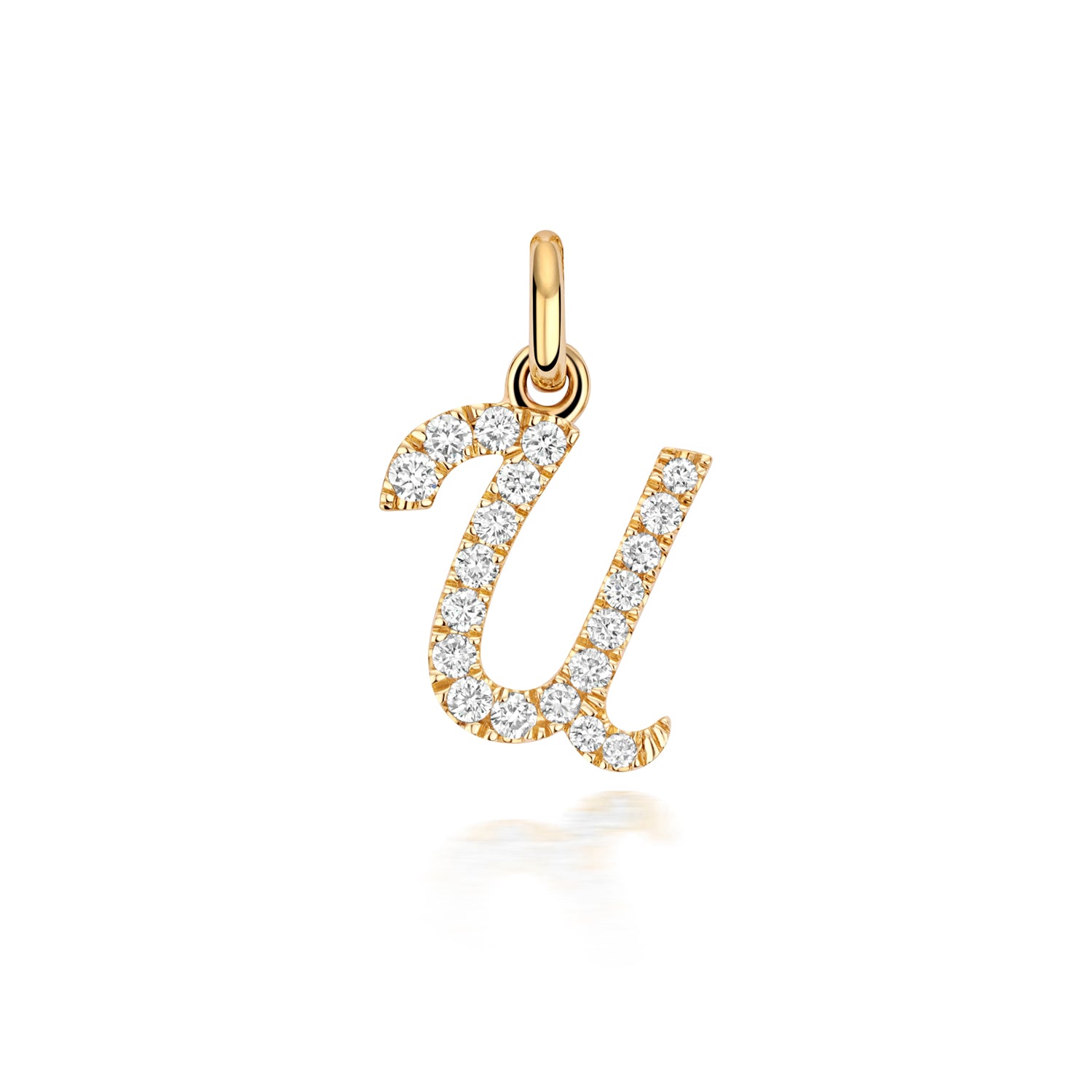Yellow Gold Signature Script Lab Initial Necklace