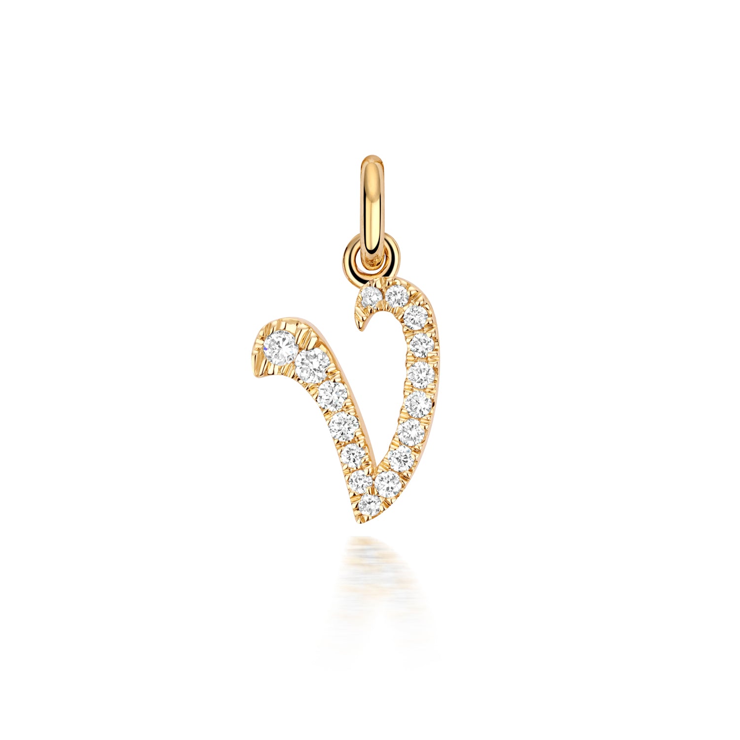 Yellow Gold Signature Script Lab Initial Necklace