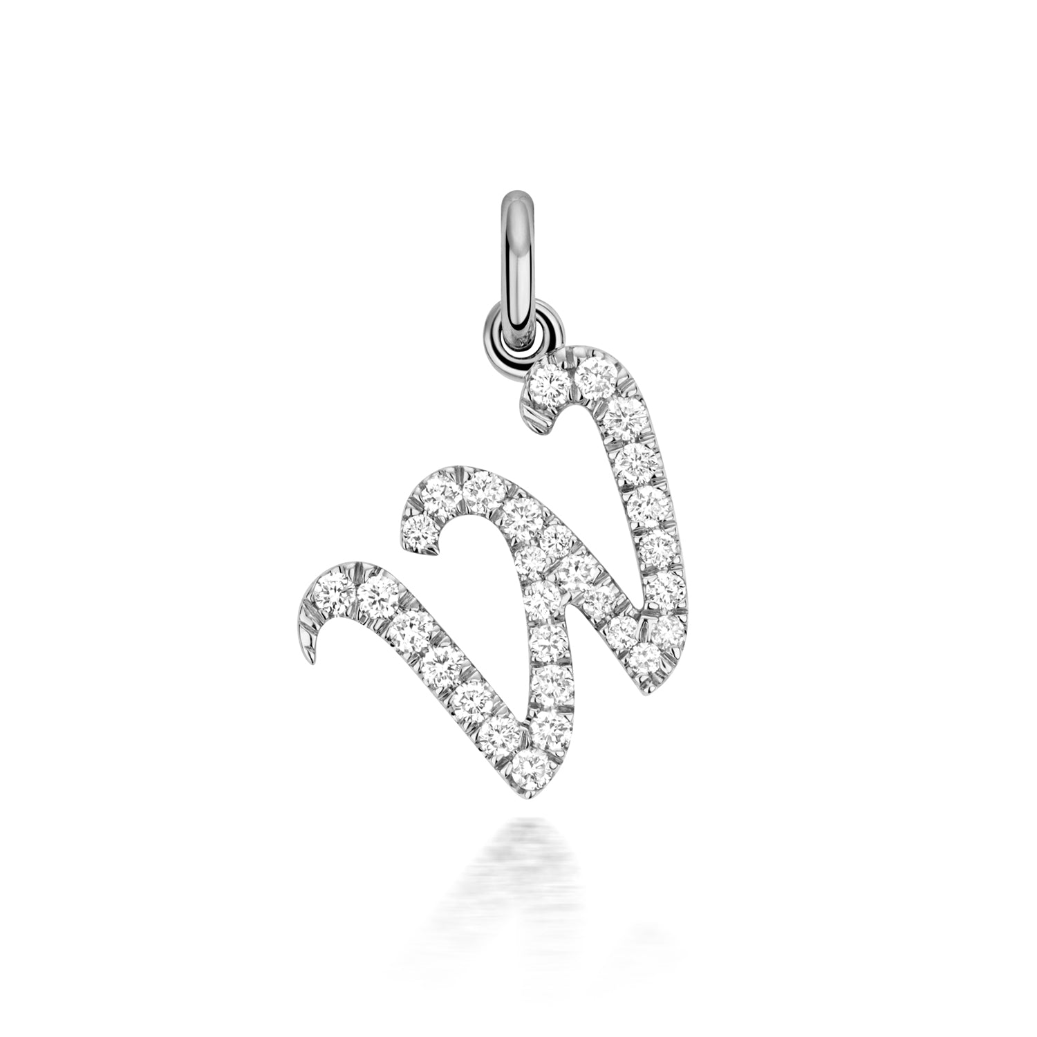 White Gold Signature Script Lab Initial W Necklace