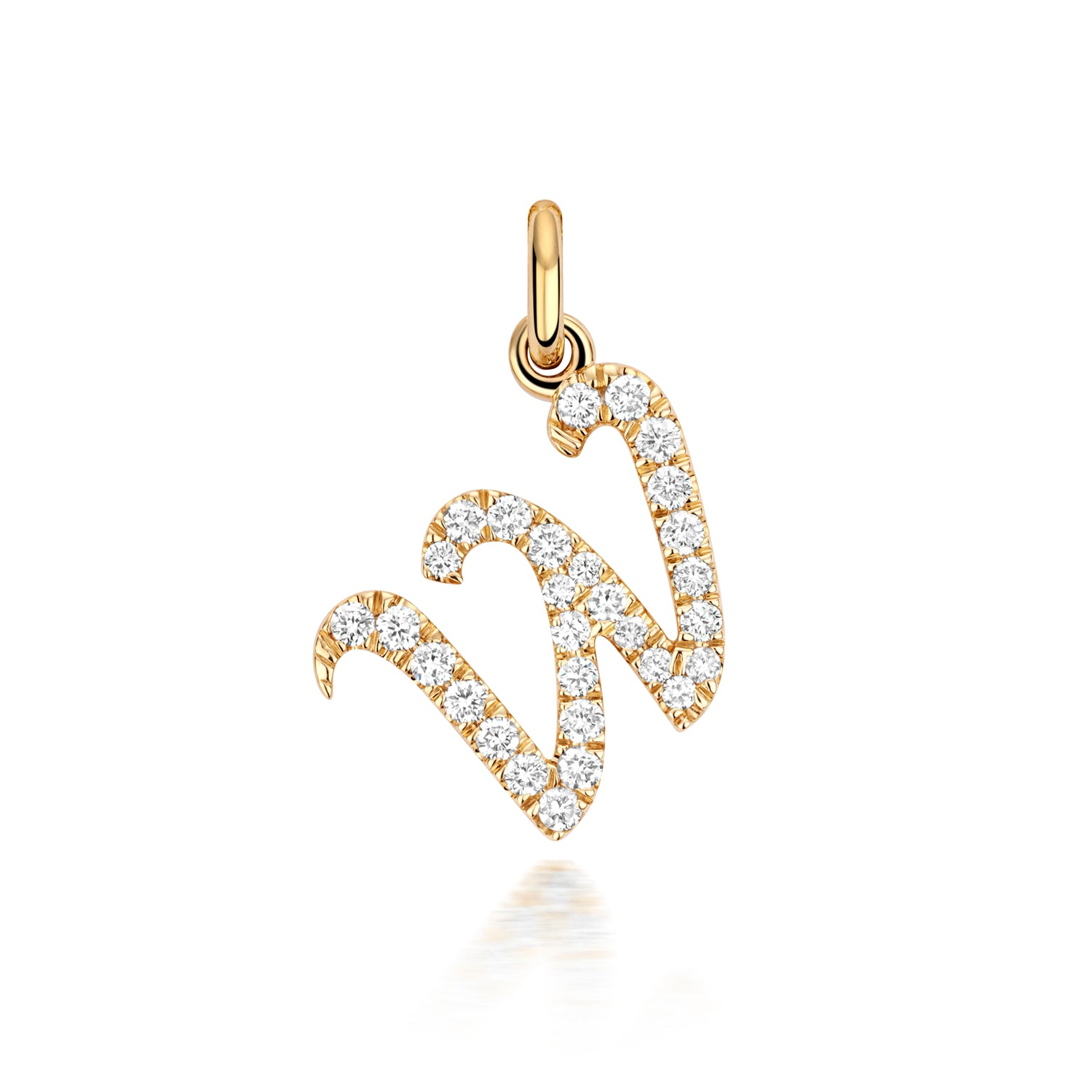Yellow Gold Signature Script Lab Initial Necklace