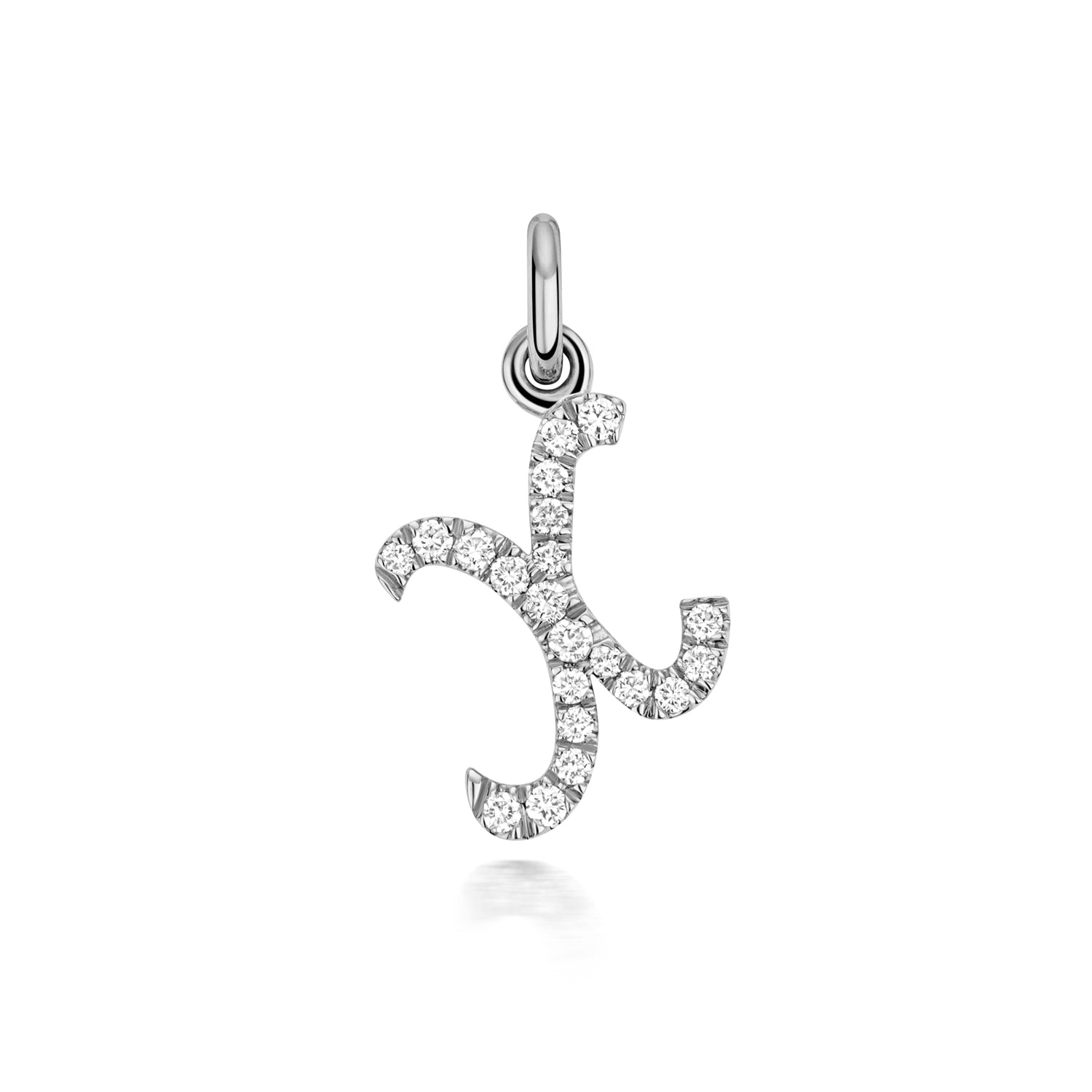 White Gold Signature Script Lab Initial X Necklace