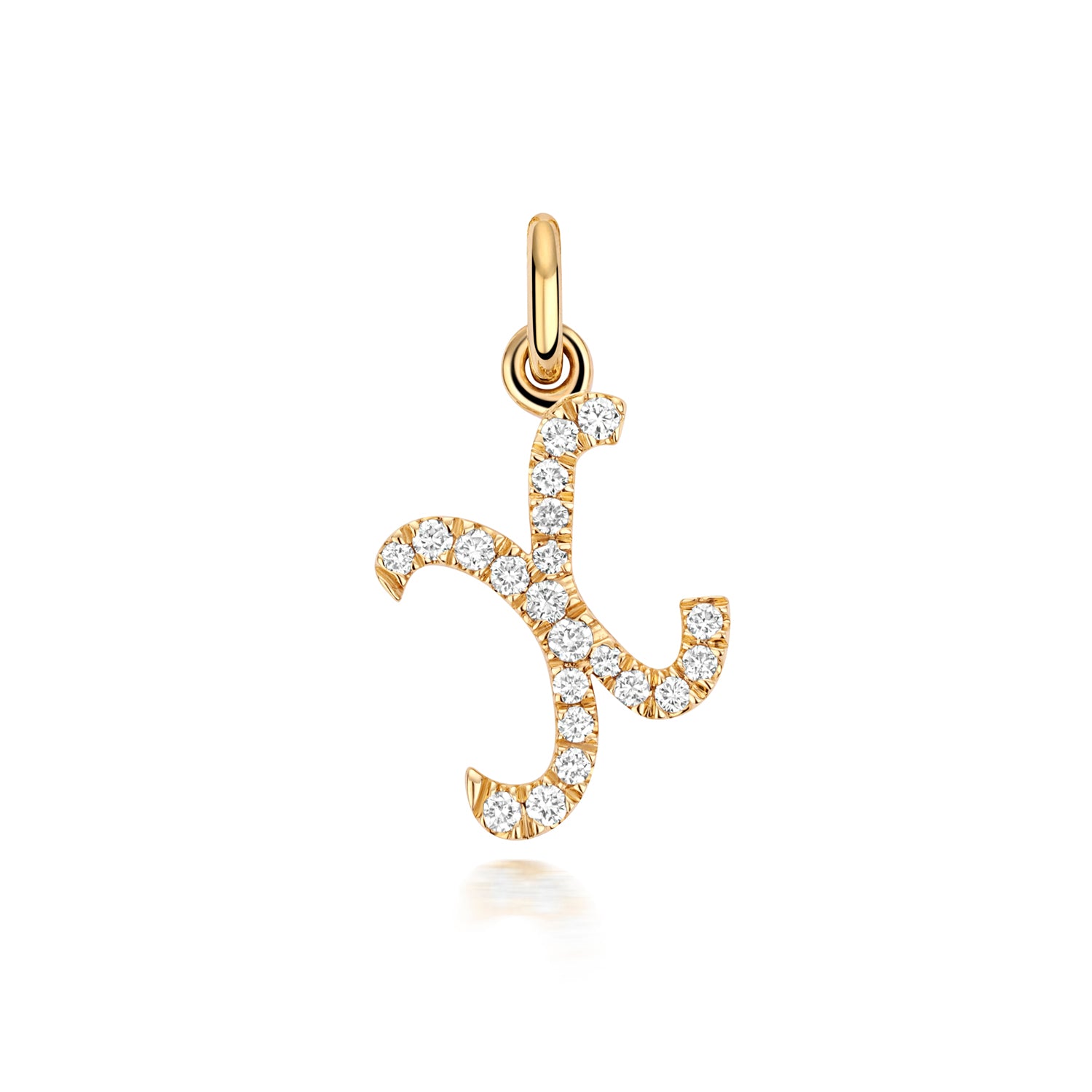 Yellow Gold Signature Script Lab Initial Necklace