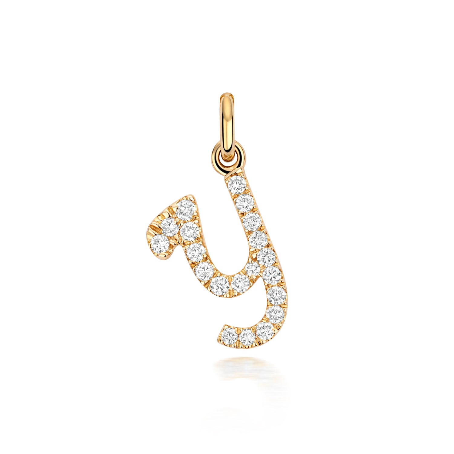 Yellow Gold Signature Script Lab Initial Necklace
