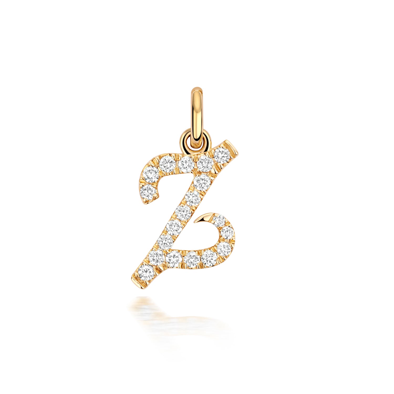 Yellow Gold Signature Script Lab Initial Necklace