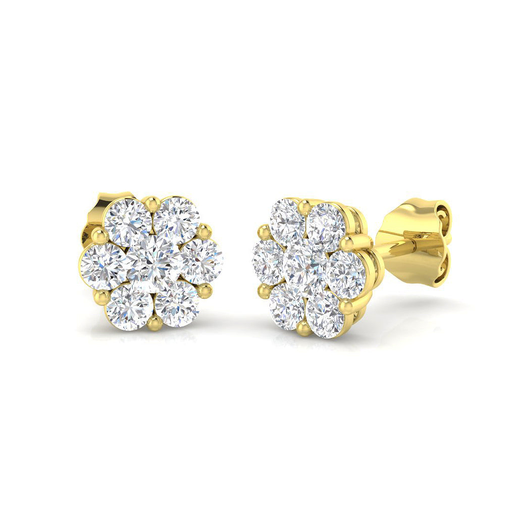 Lab Grown Daisy Stud Earrings Yellow Gold