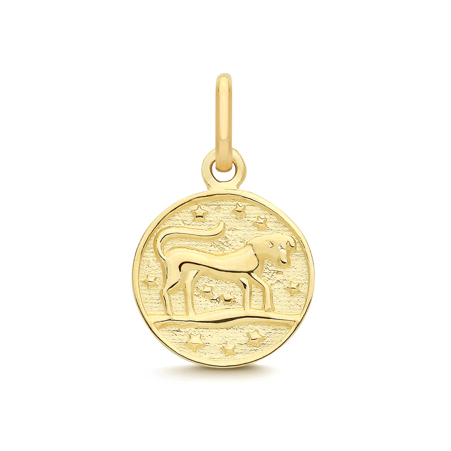 Leo Zodiac Gold Coin Pendant Necklace 9ct Yellow Gold