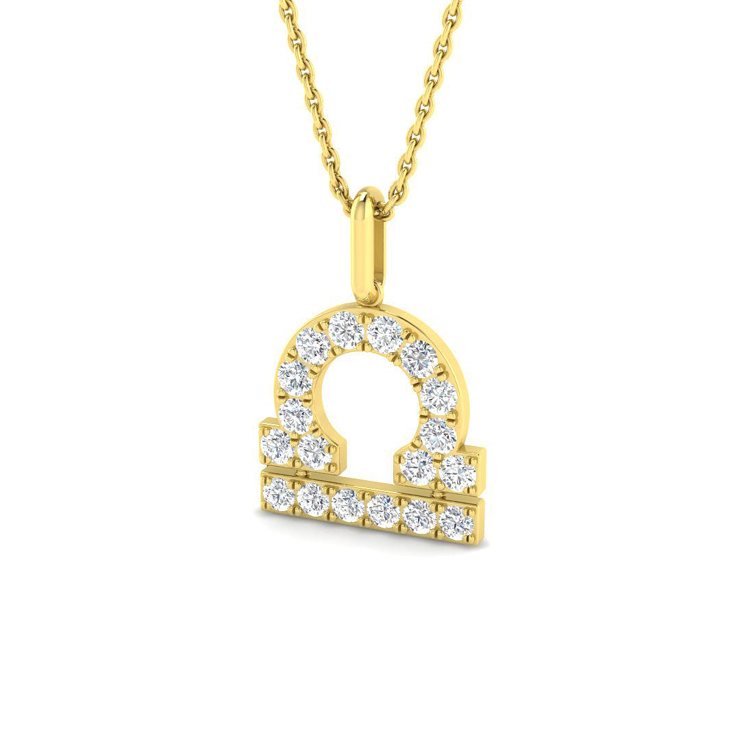 Libra Zodiac Star Sign Lab Diamond Pendant 9ct Yellow Gold