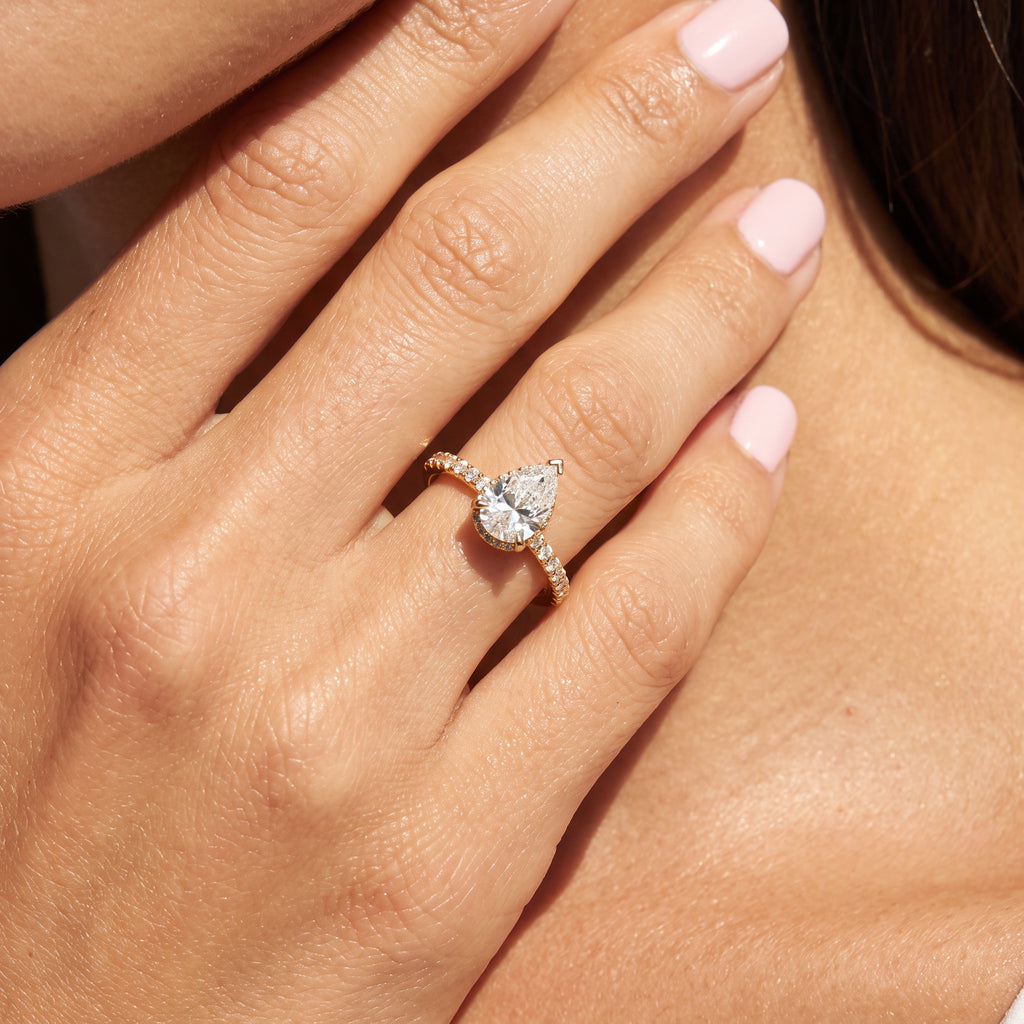 Pear Hidden Halo Ring