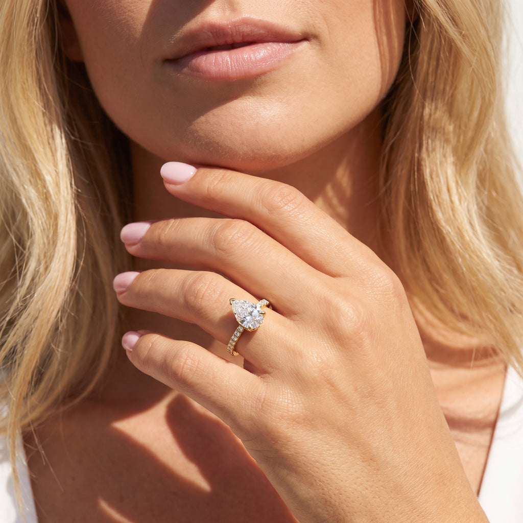 Pear Hidden Halo Ring