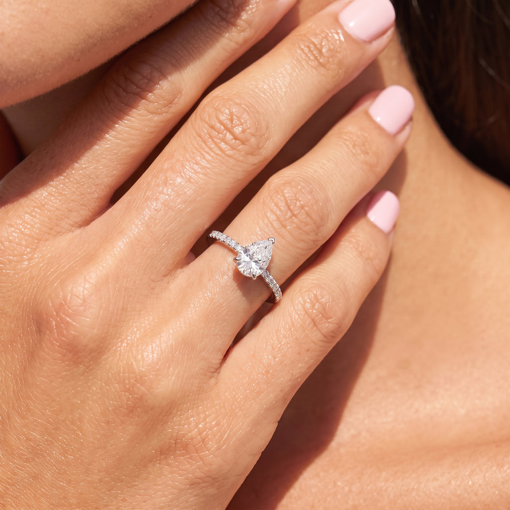 Pear Hidden Halo Ring