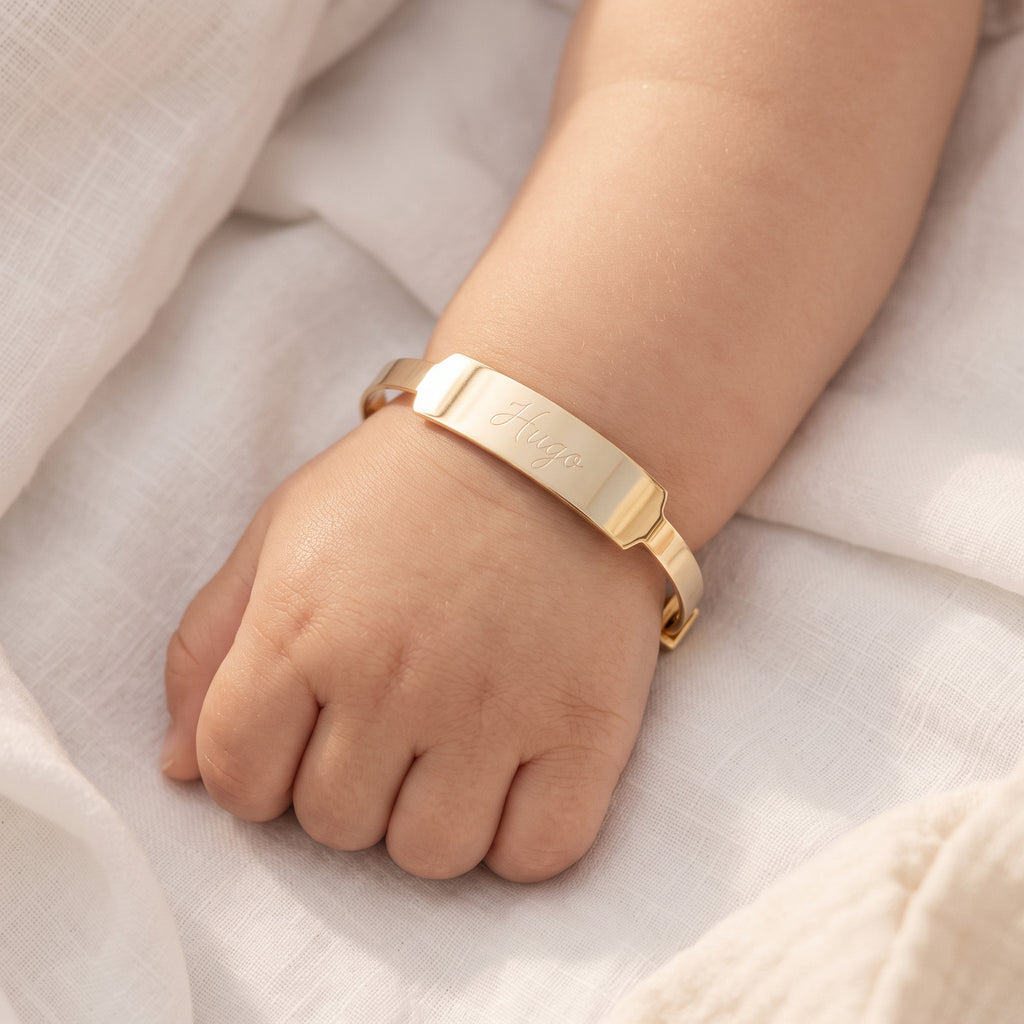 Baby ID Bangle Plain Wide Yellow Gold