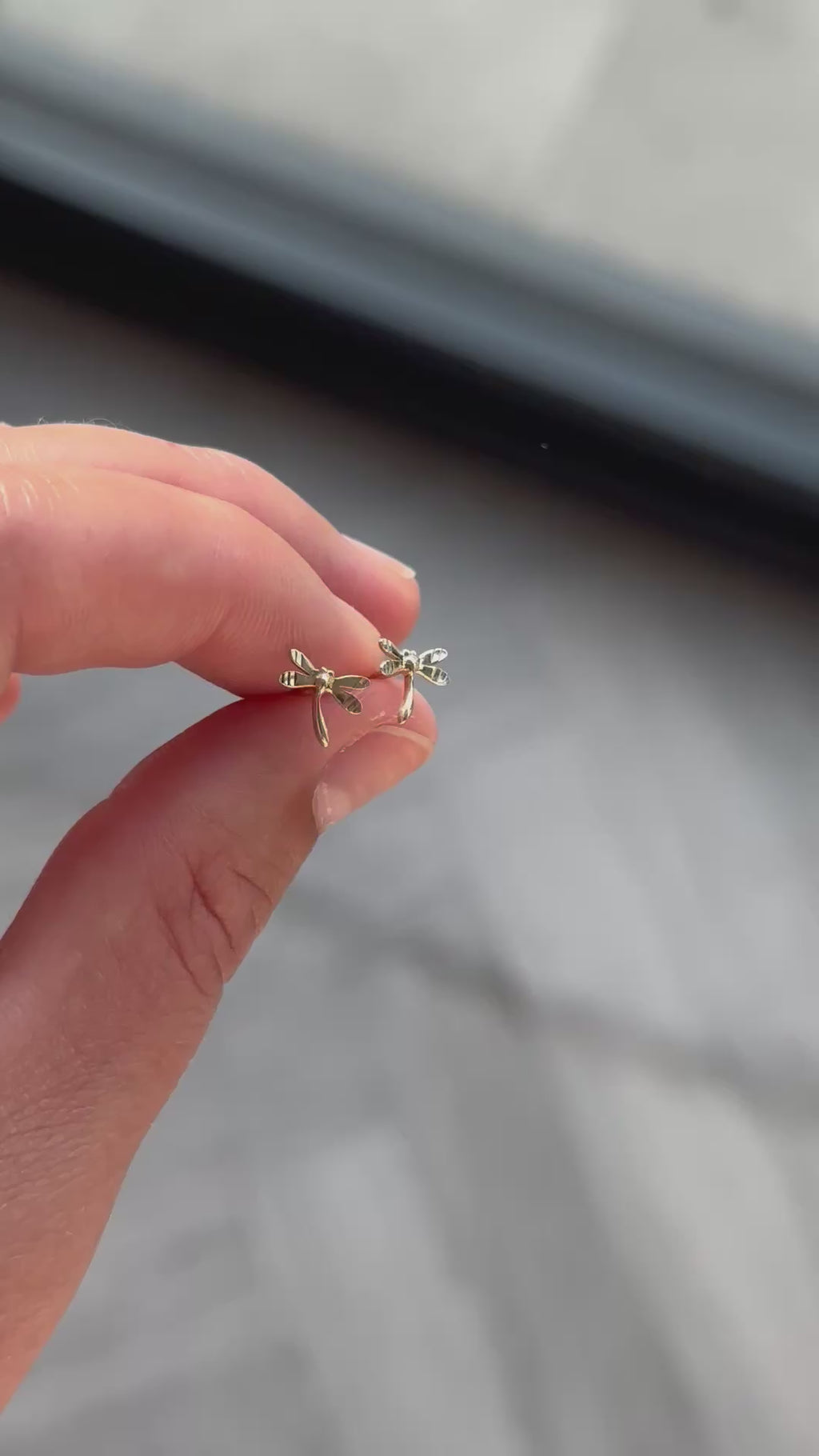 Gold Dragonfly Stud Earrings