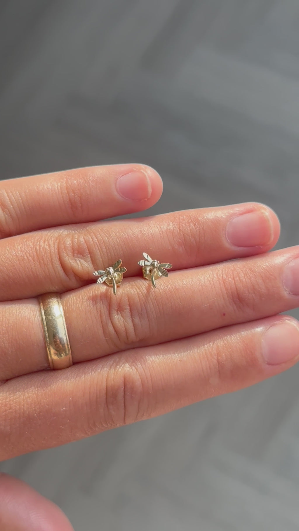 Gold Dragonfly Stud Earrings