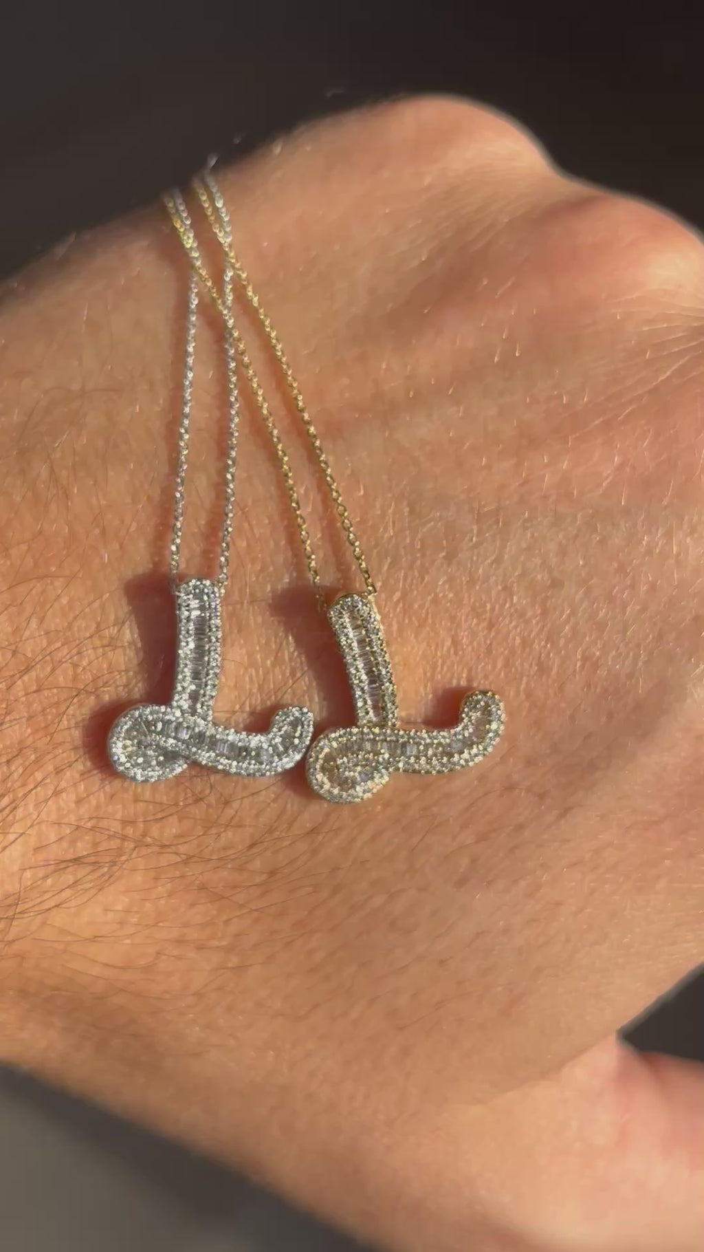 Yellow Gold Baguette Diamond Initial Pendant