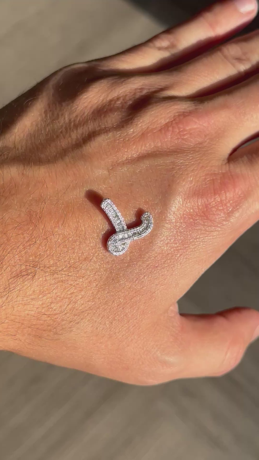 White Gold Baguette Diamond Initial Pendant