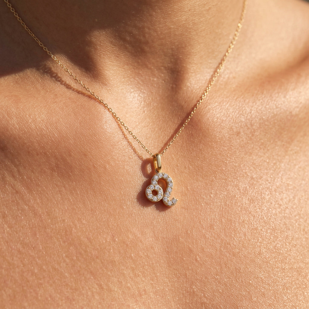 Zodiac Star Sign Lab Diamond Pendant Necklace | 9ct Yellow Gold