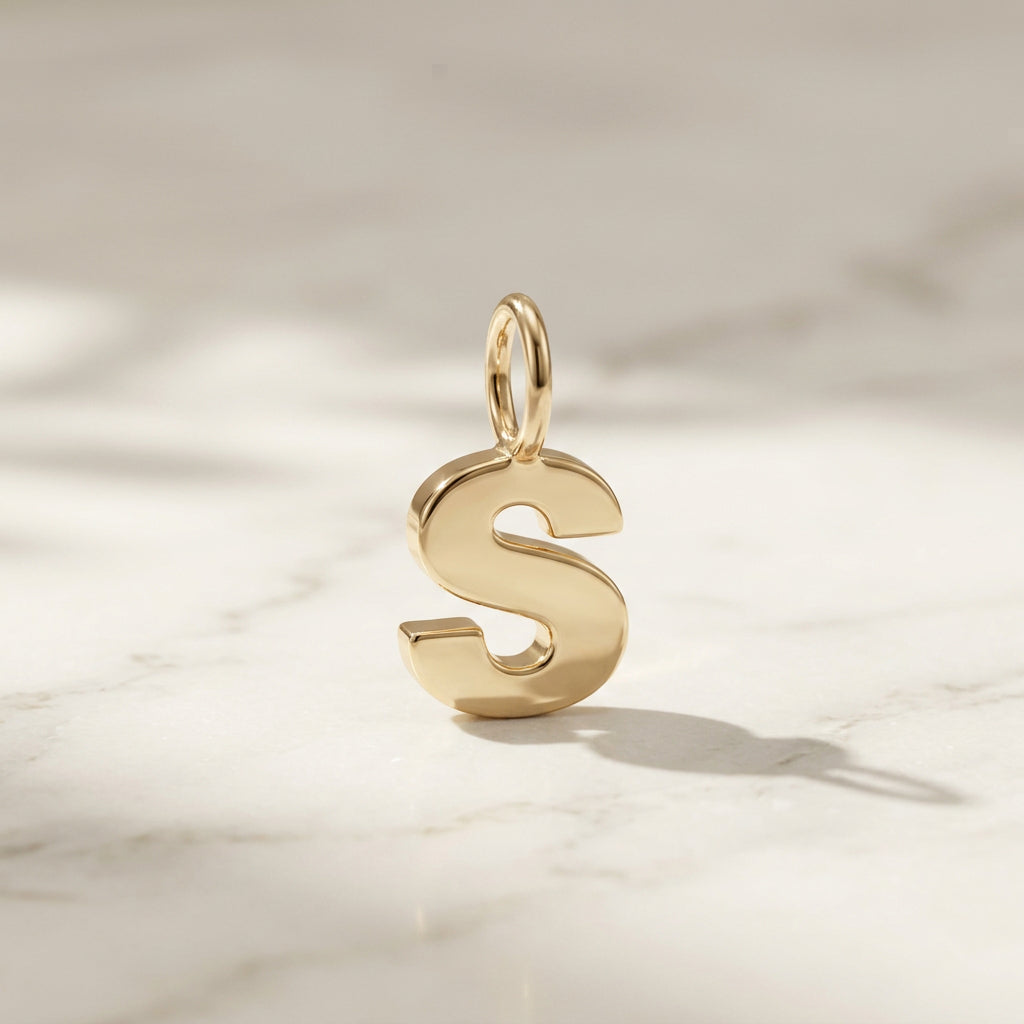 Gold Initial Charm Pendant