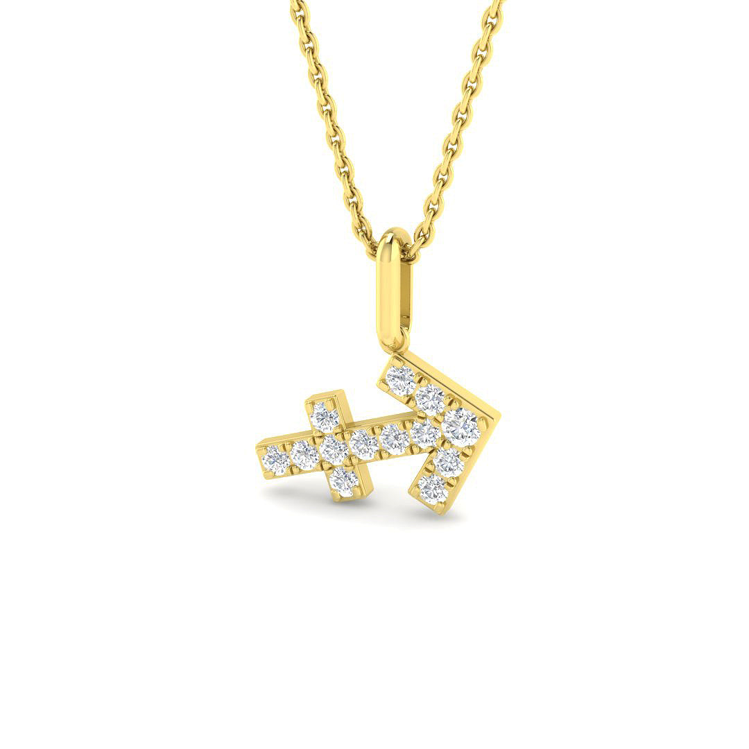 Sagittarius Zodiac Star Sign Lab Diamond Pendant 9ct Yellow Gold