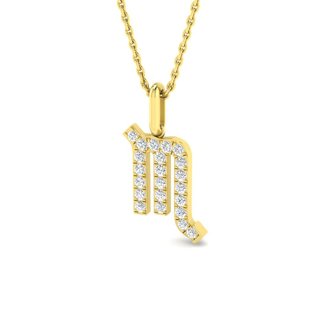 Scorpio Zodiac Star Sign Lab Diamond Pendant 9ct Yellow Gold