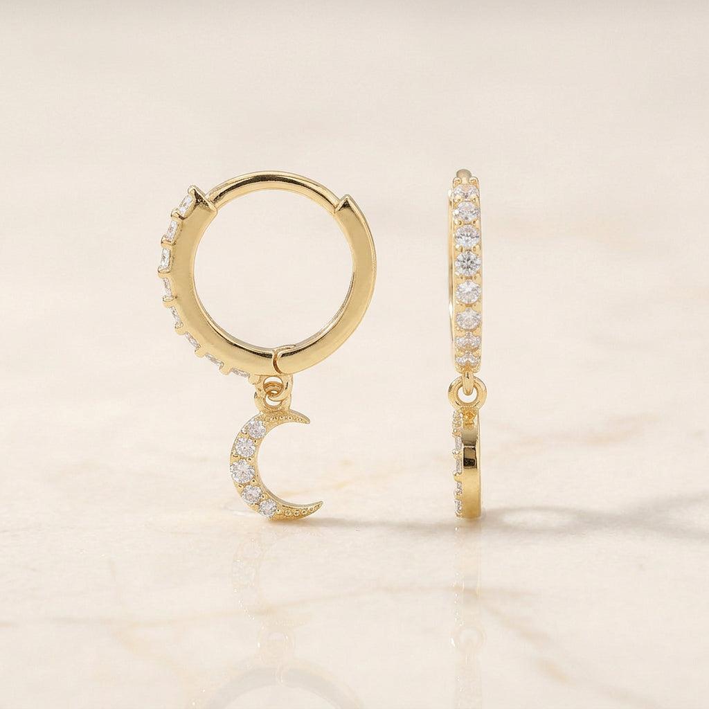 CZ Moon Drop Earring