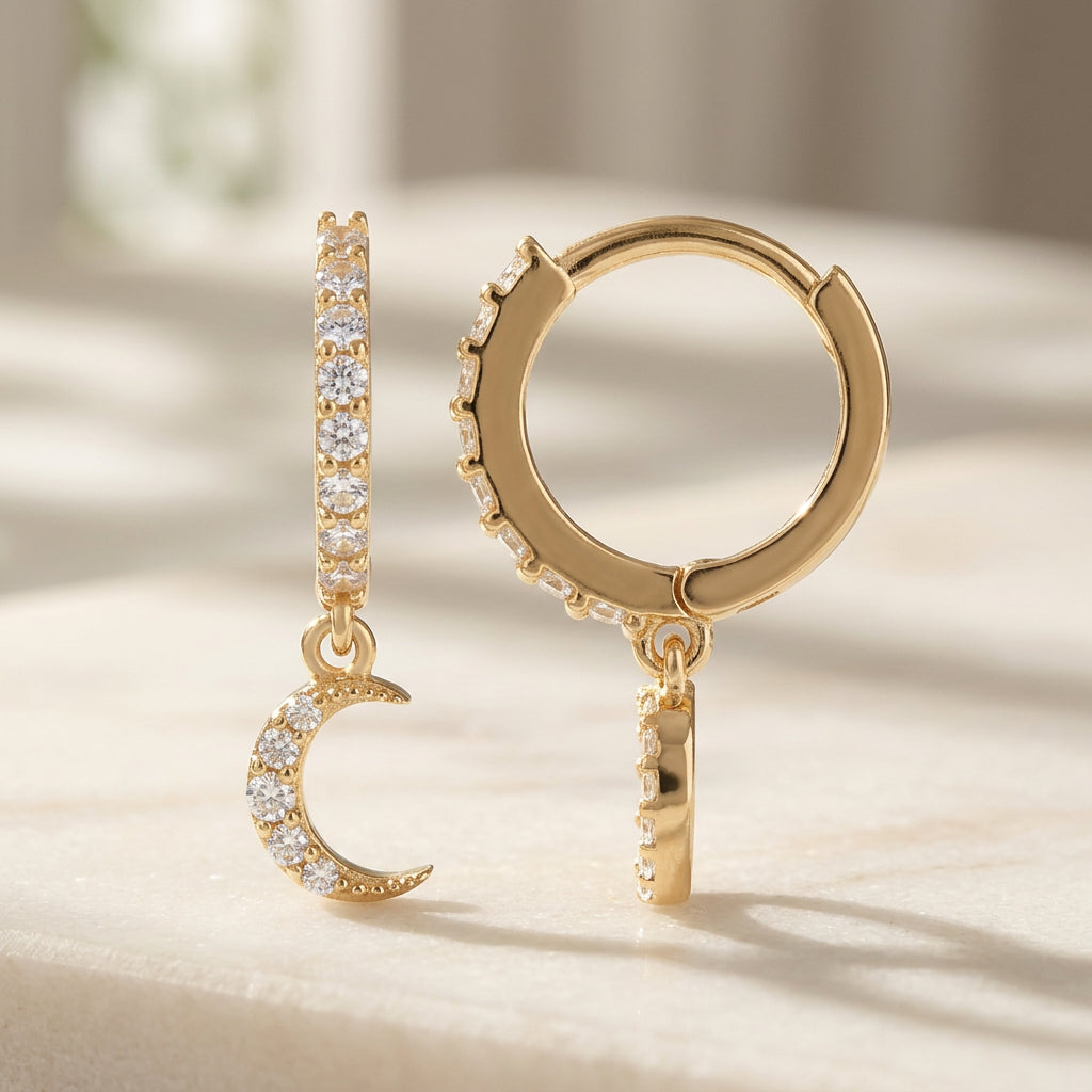 CZ Moon Drop Earring
