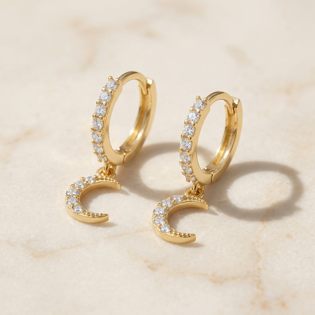 CZ Moon Drop Earring