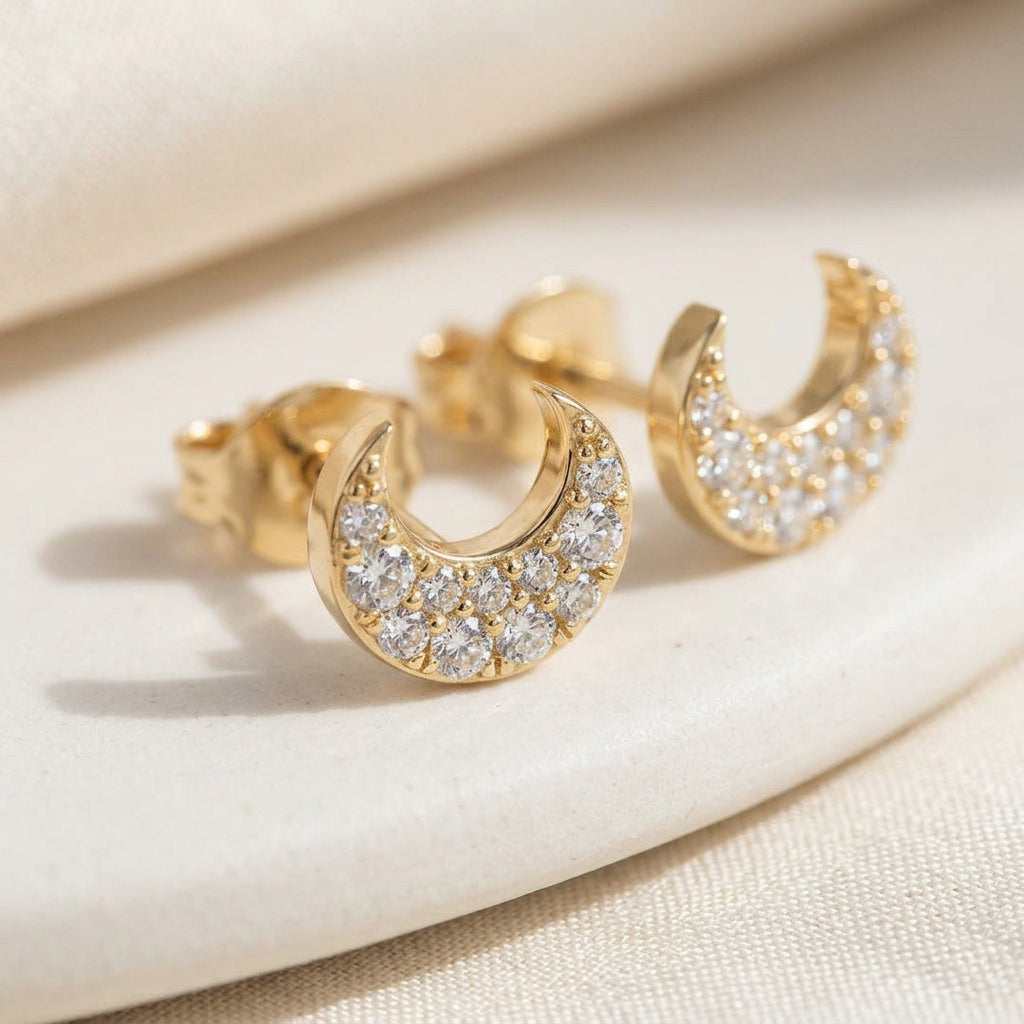 Half Moon Stud Earrings