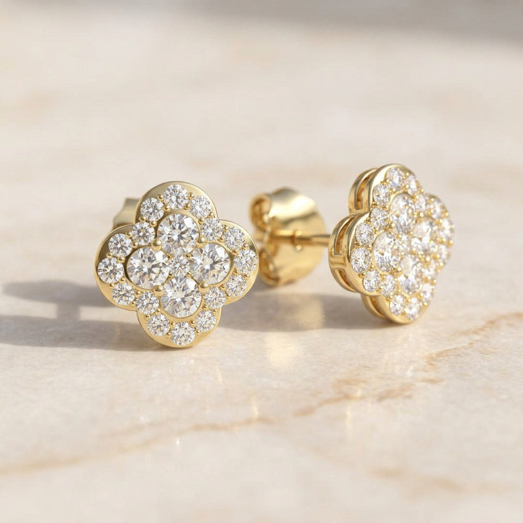 Large Blossom Style Stud Earrings